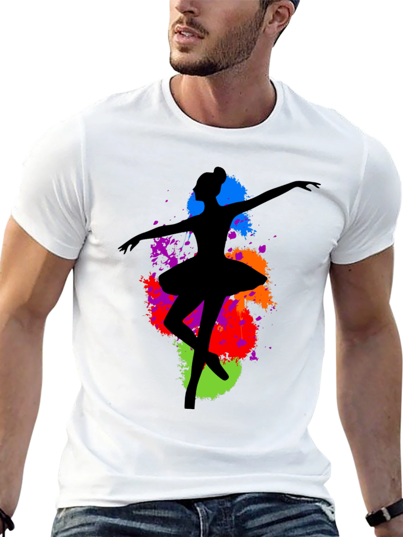 Ballerina Paint Splatter Graphic T-Shirt