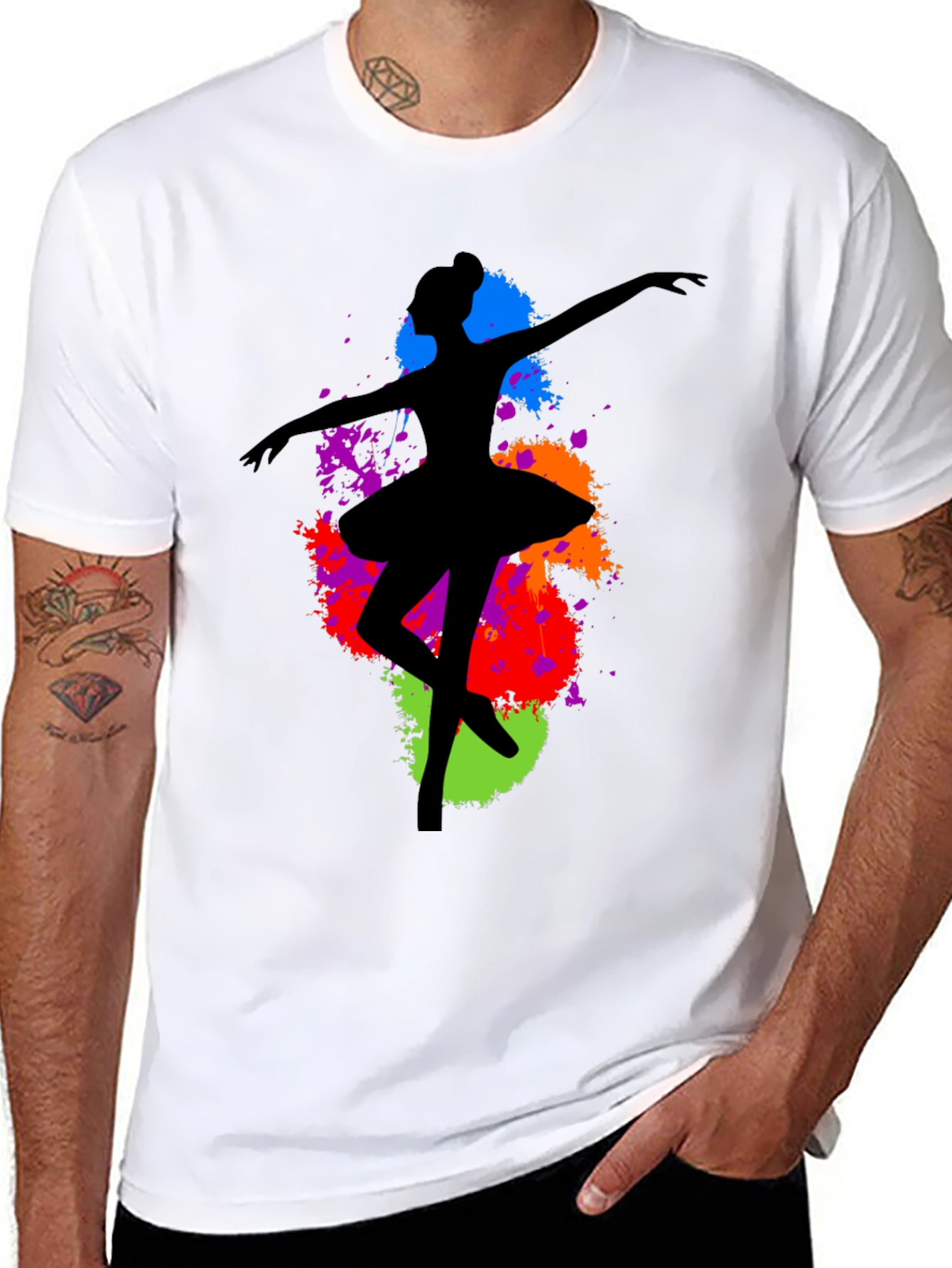 Ballerina Paint Splatter Graphic T-Shirt