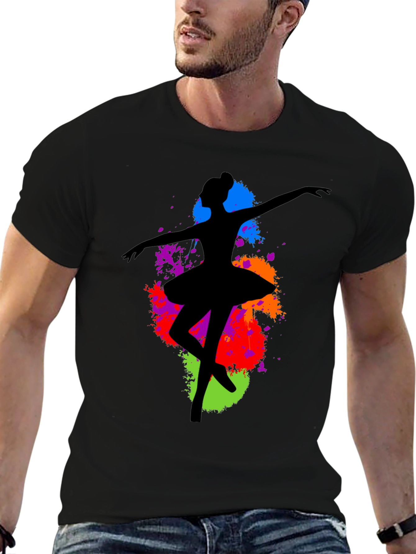 Ballerina Paint Splatter Graphic T-Shirt