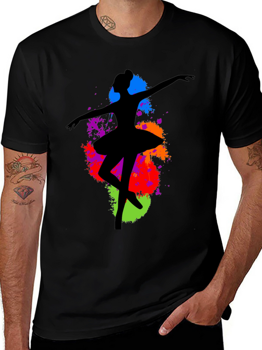 Ballerina Paint Splatter Graphic T-Shirt
