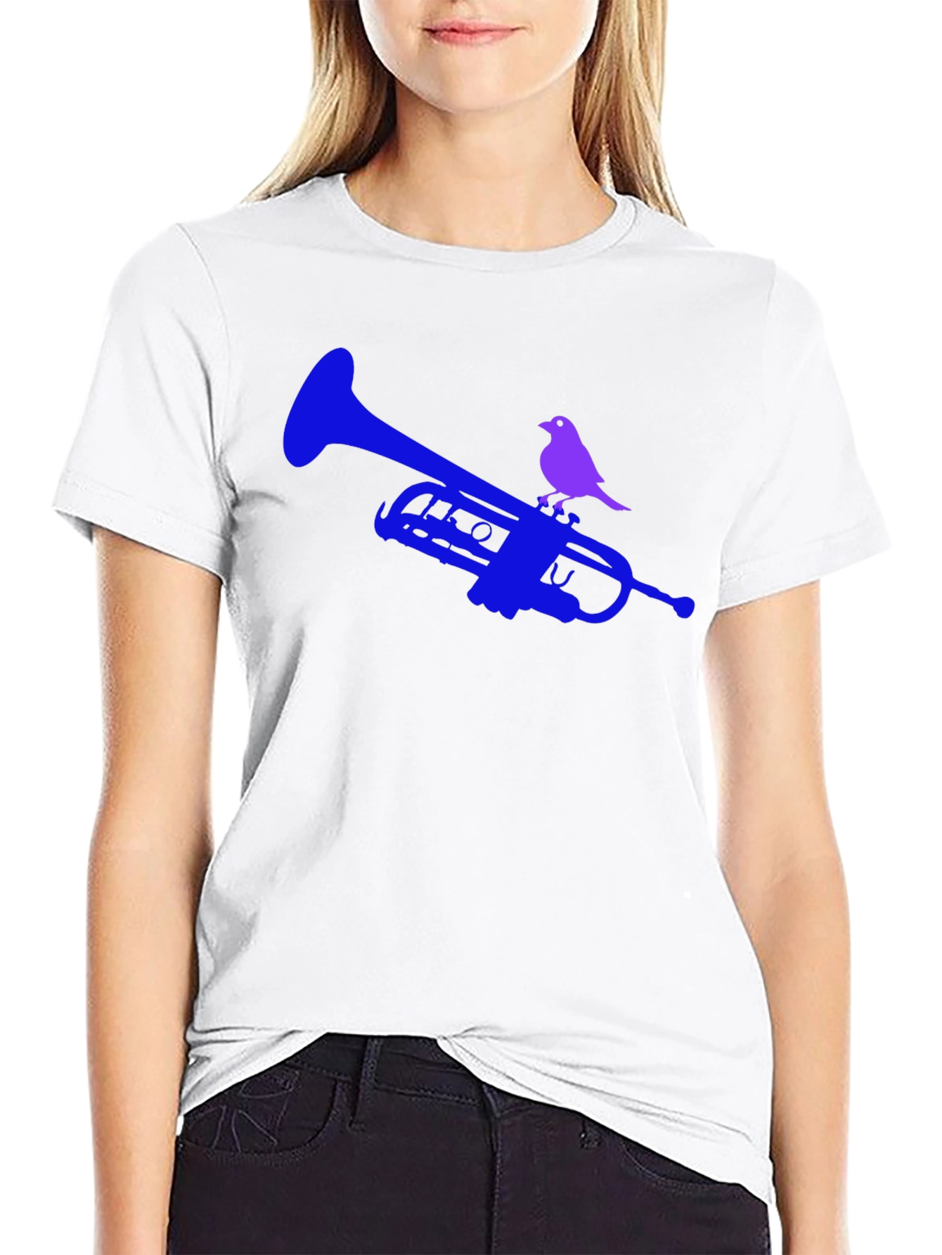 Trumpet & Bird Graphic Tee - Unique Design!