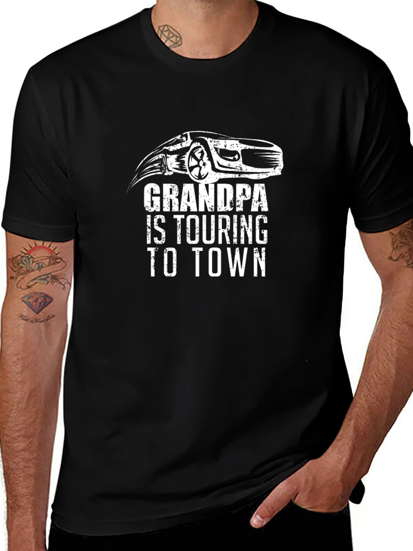 Grandpa Touring to Town Car Graphic Tee - Black