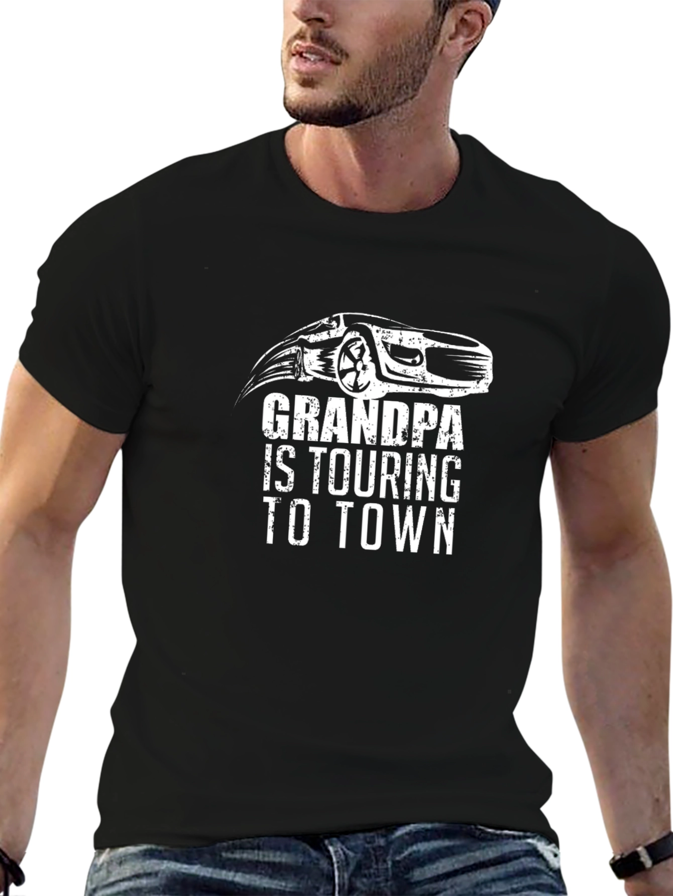 Grandpa Touring to Town Car Graphic Tee - Black