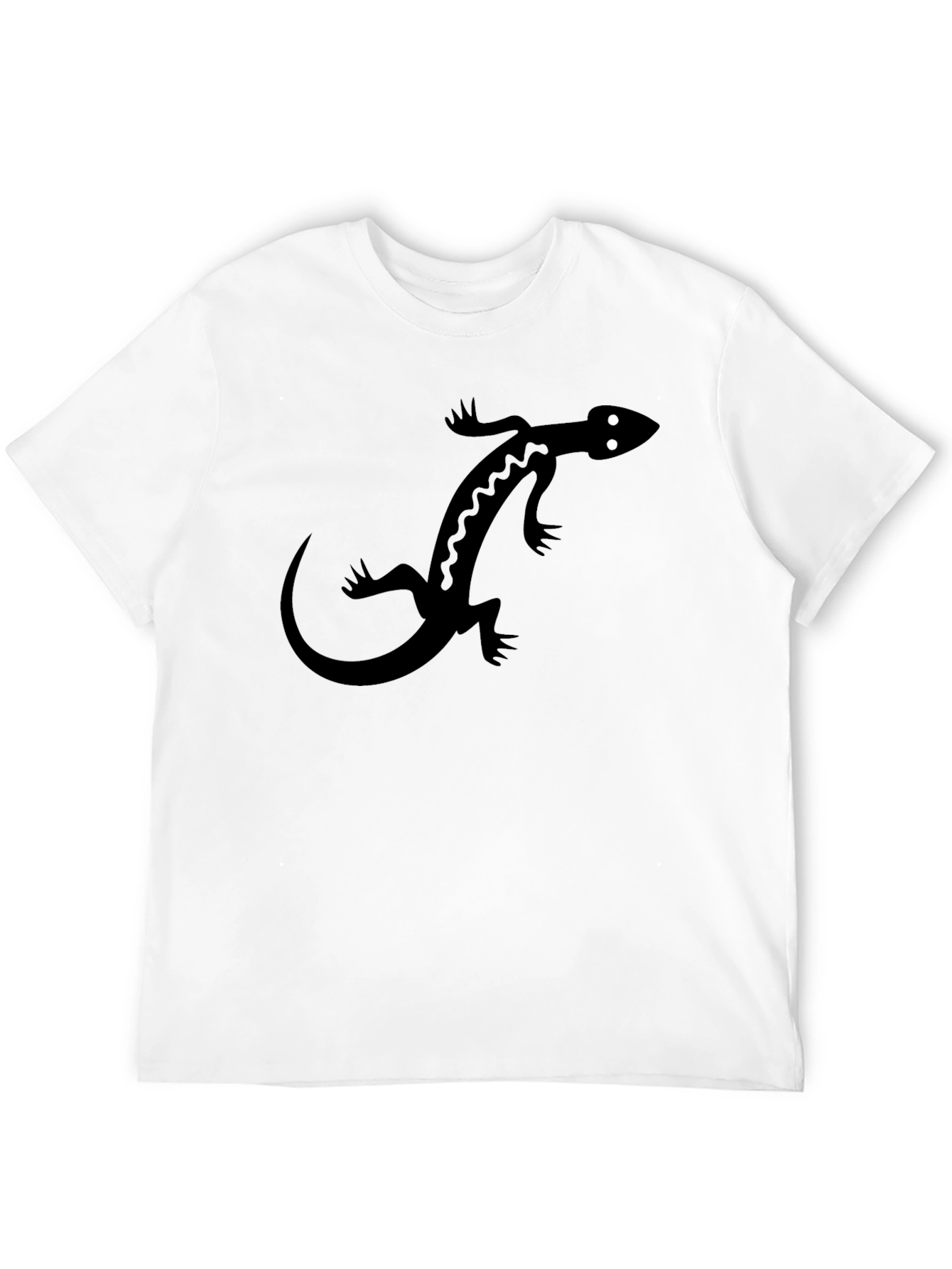 Black T-Shirt with Lizard Graphic Print