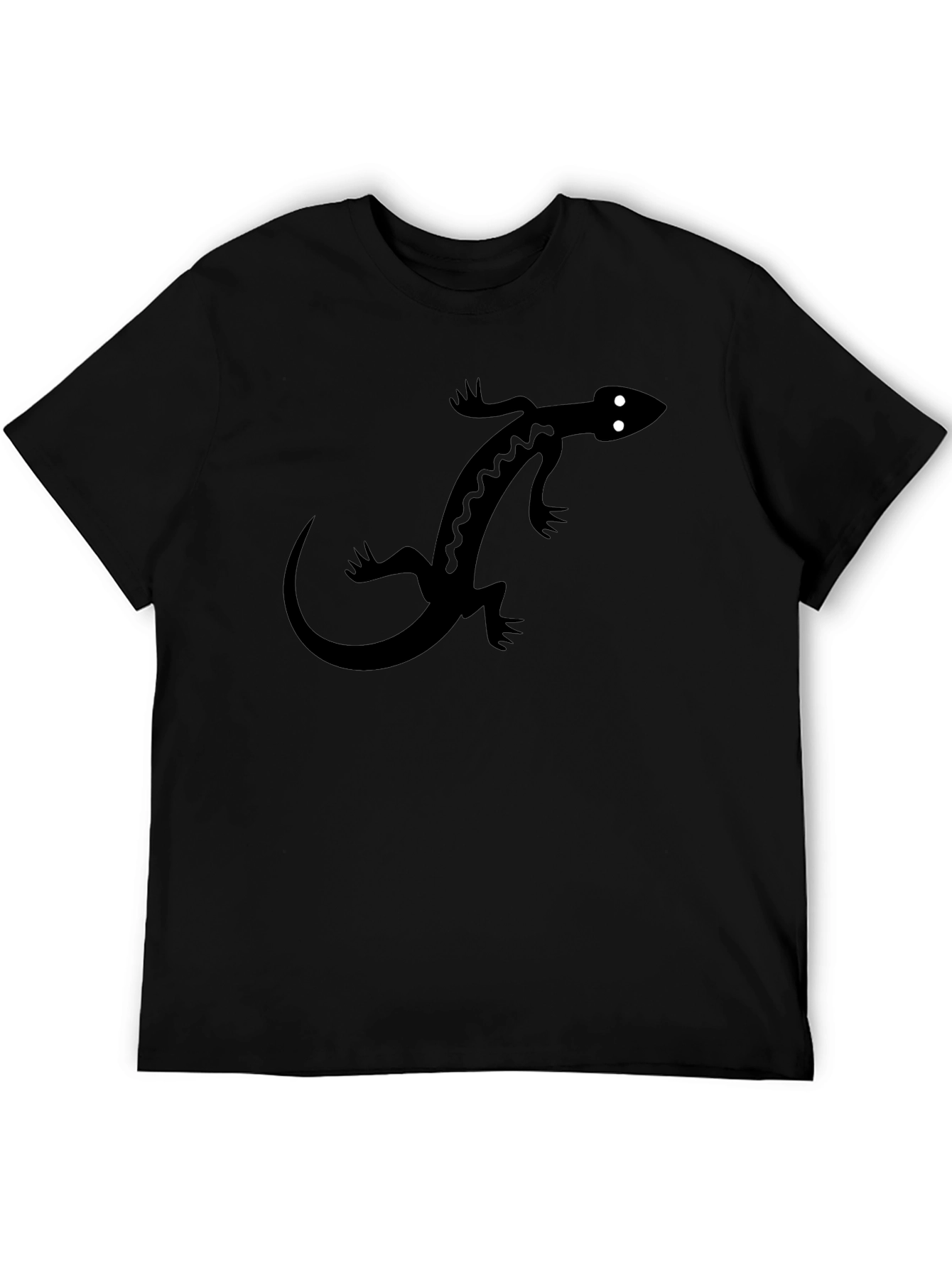 Black T-Shirt with Lizard Graphic Print