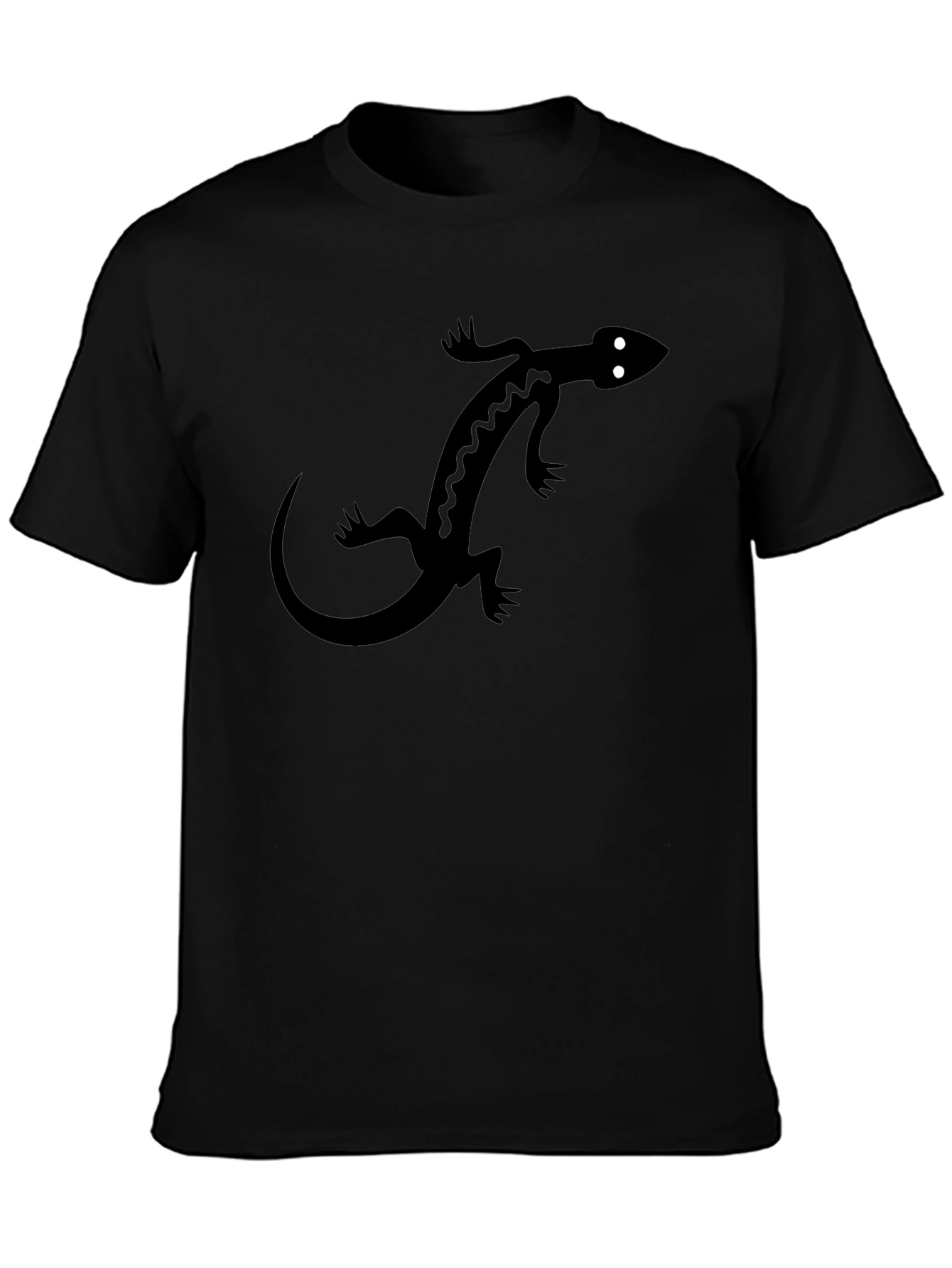 Black T-Shirt with Lizard Graphic Print