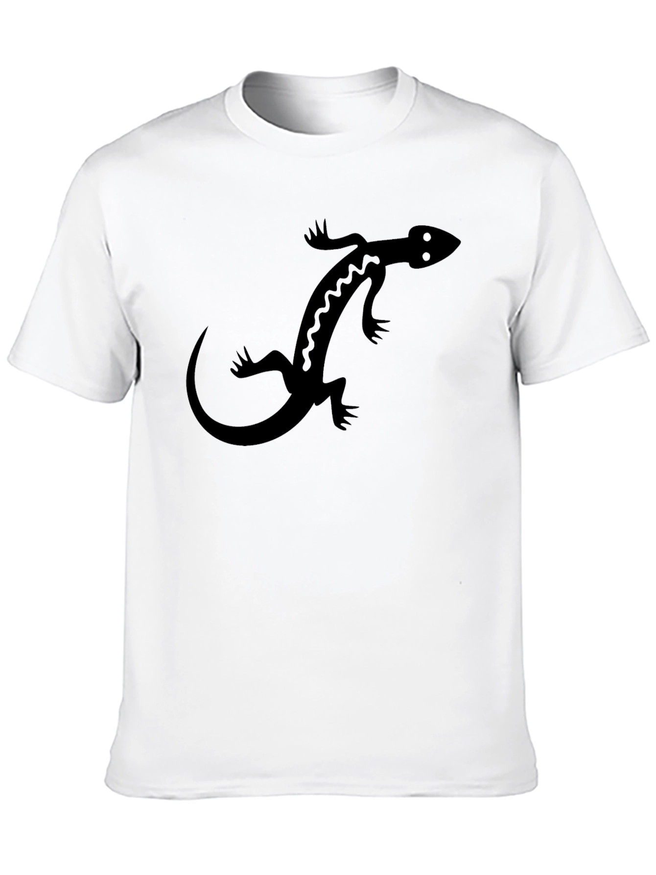 Black T-Shirt with Lizard Graphic Print