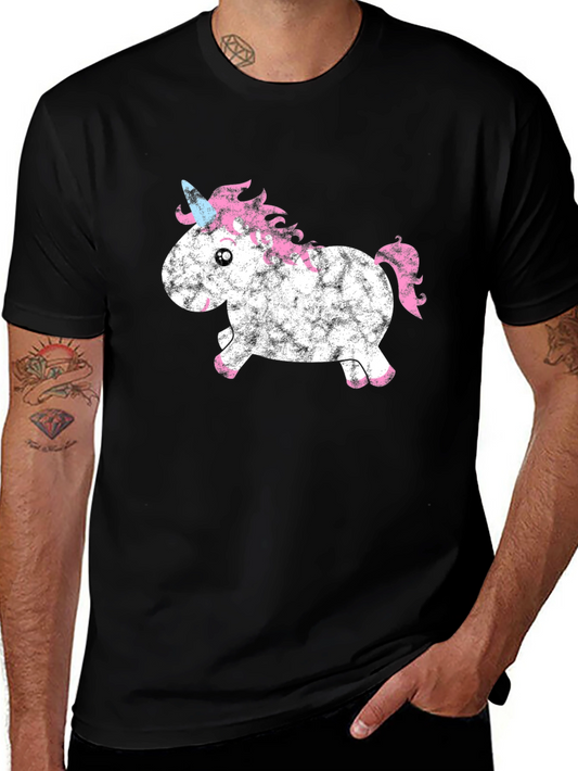 Unicorn Graphic Tee - Black Cotton Casual Shirt