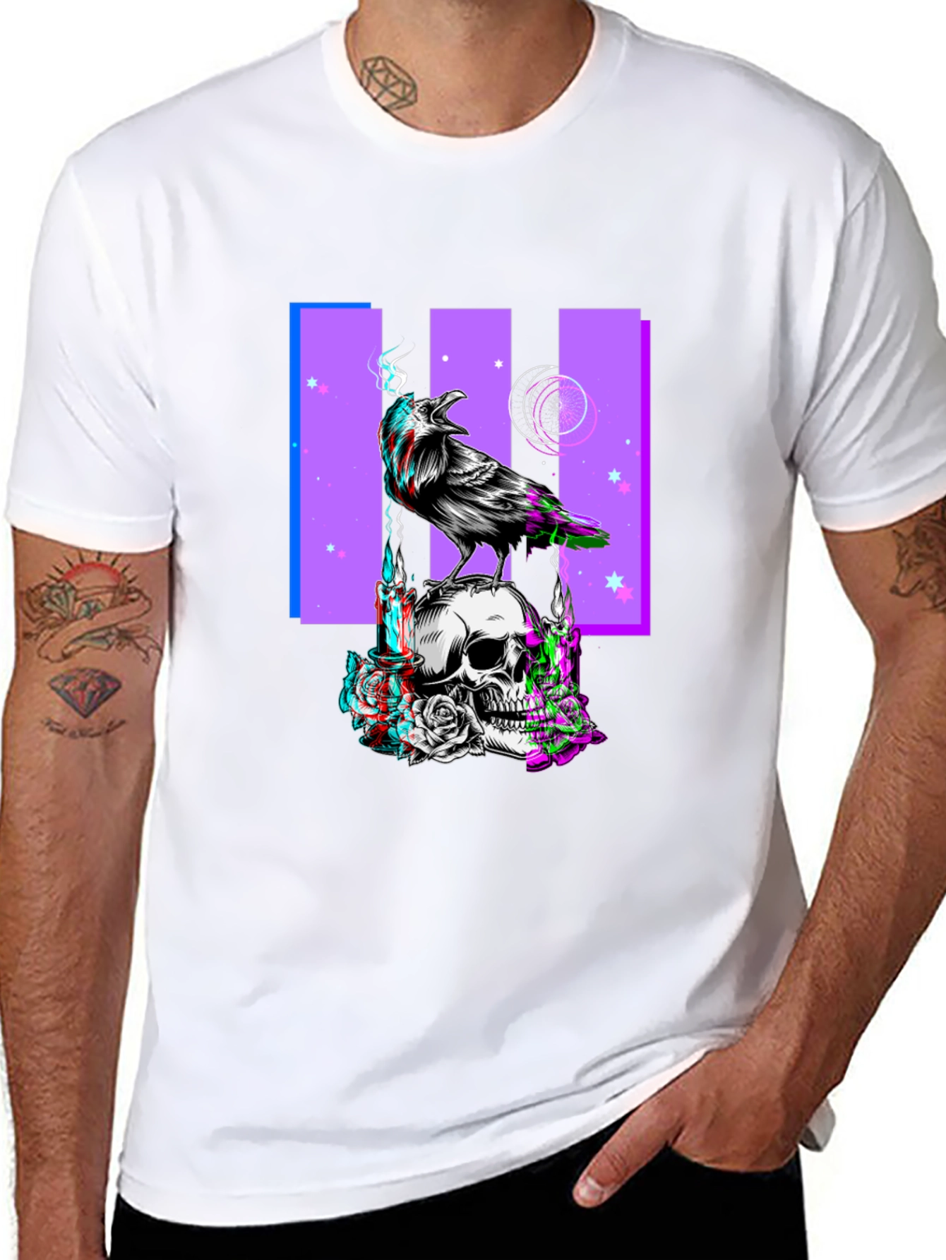 Raven Skull Graphic Print Tee