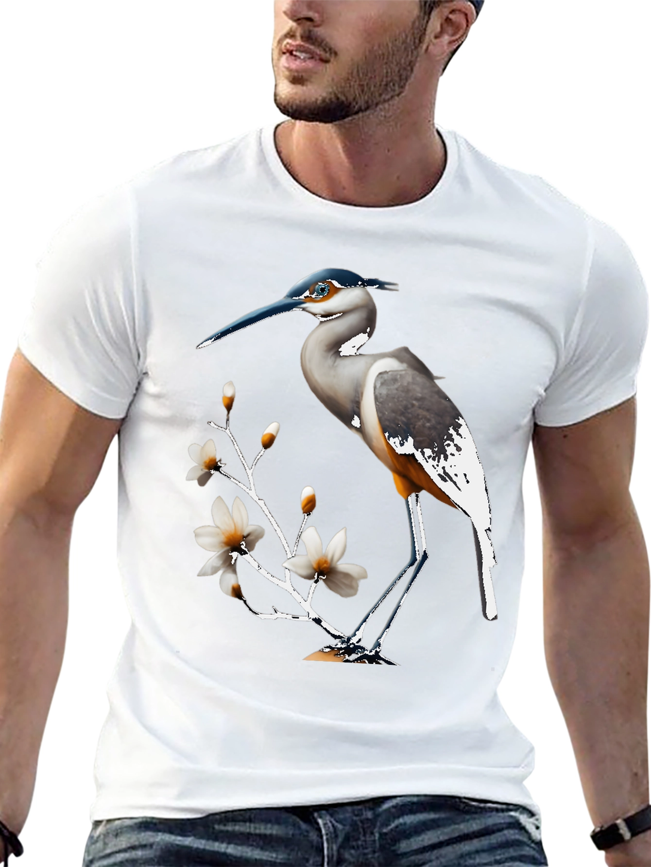 Heron & Magnolia Graphic T-Shirt - Classic Style