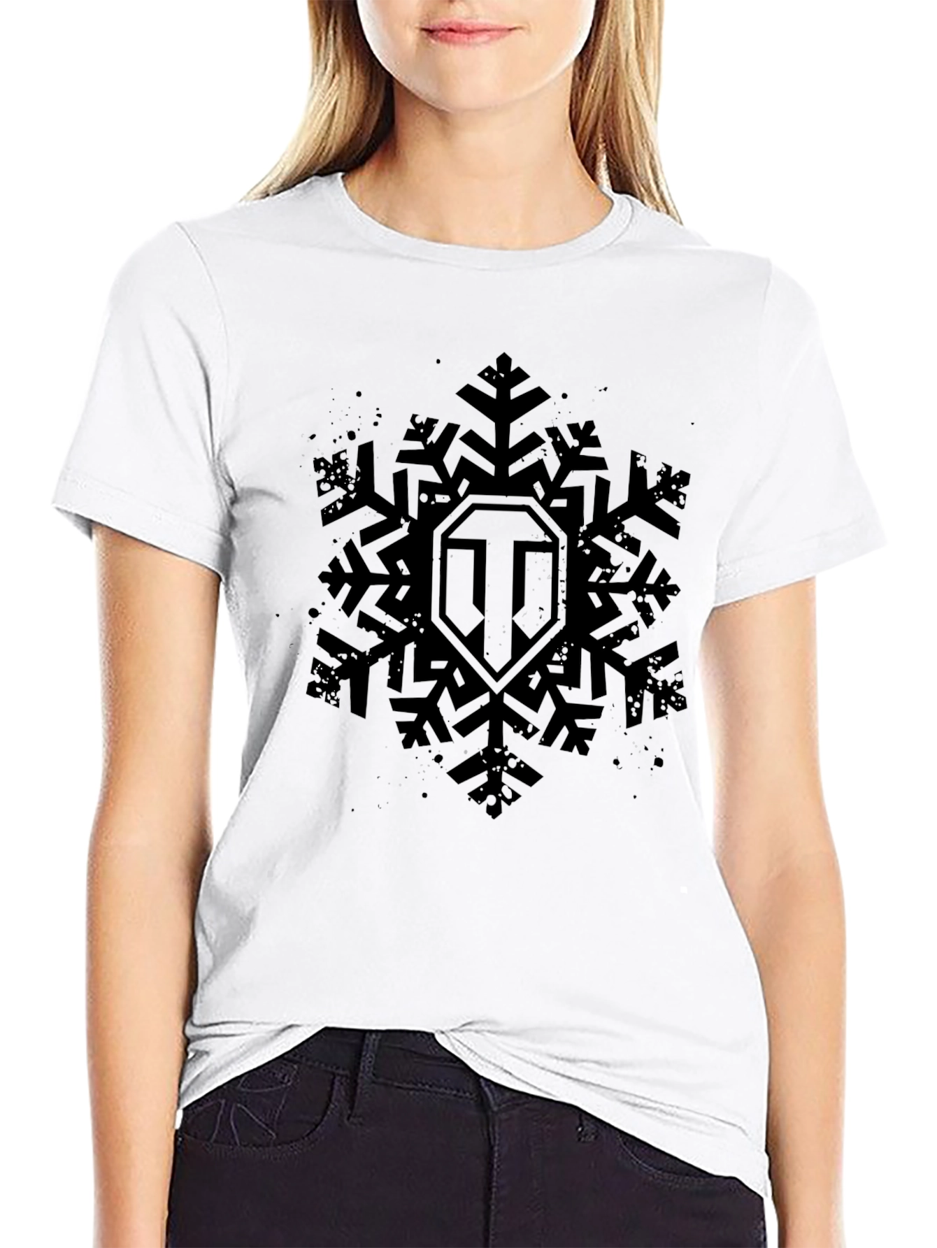 World of Tanks Snowflake Logo Black T-Shirt