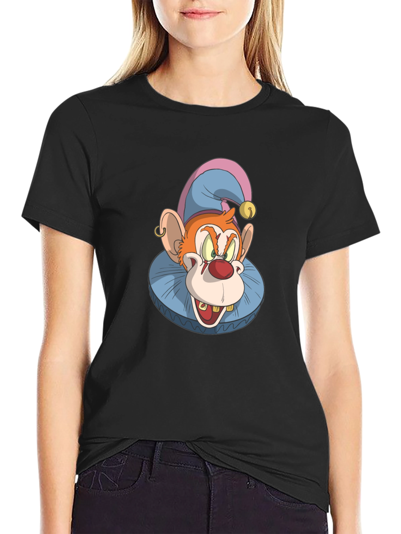 Clown Monkey Graphic Tee - Black Cotton T-Shirt