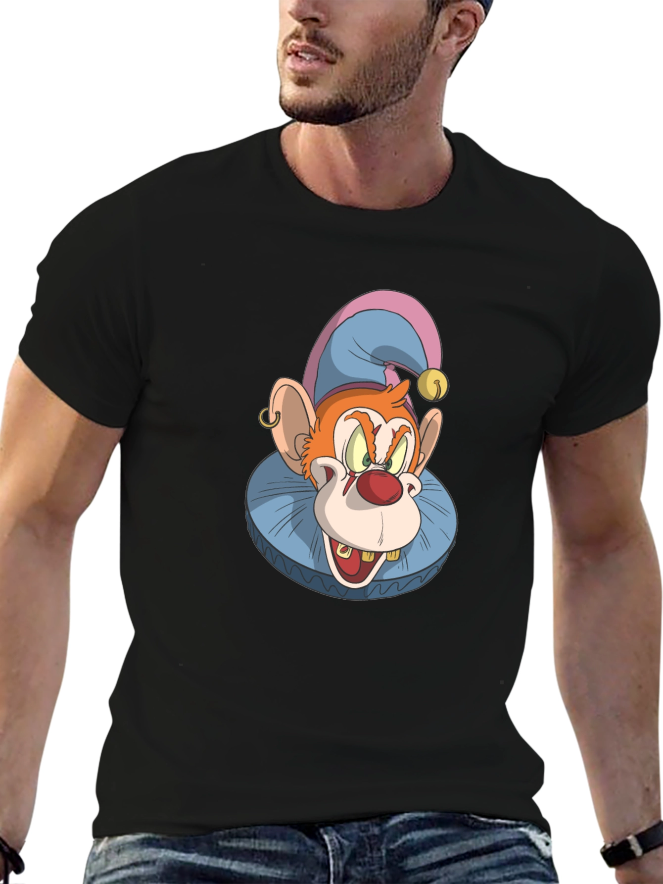 Clown Monkey Graphic Tee - Black Cotton T-Shirt