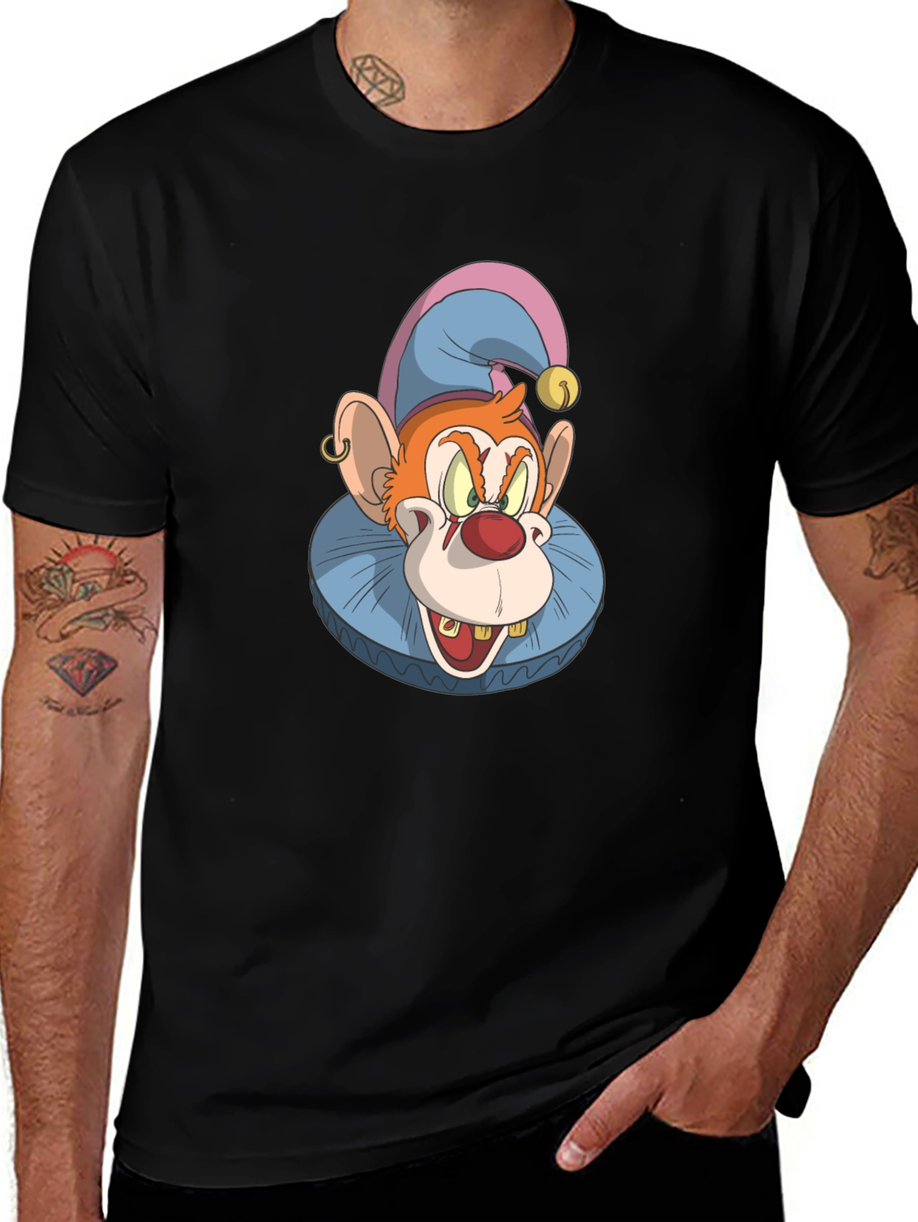 Clown Monkey Graphic Tee - Black Cotton T-Shirt