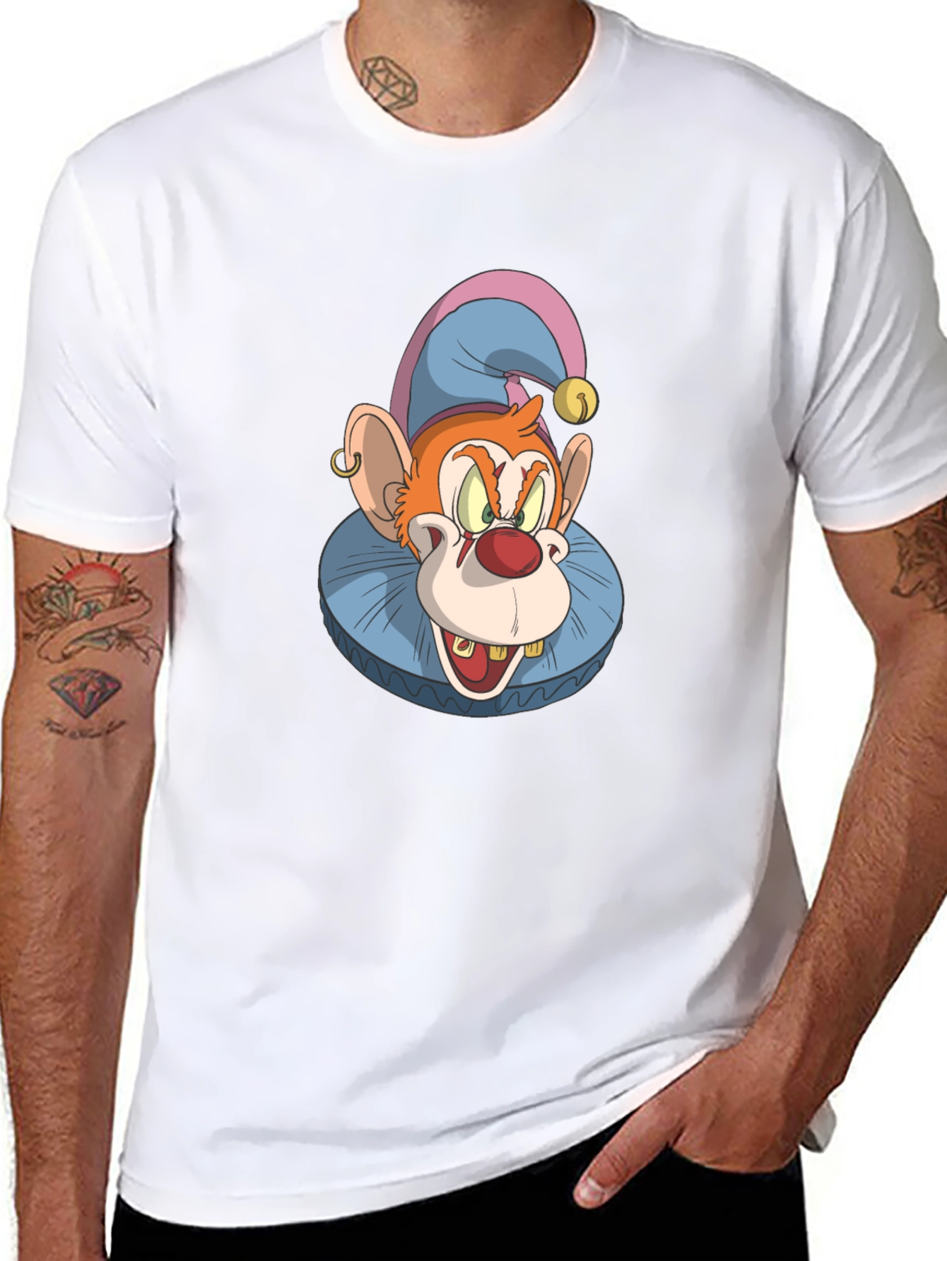 Clown Monkey Graphic Tee - Black Cotton T-Shirt