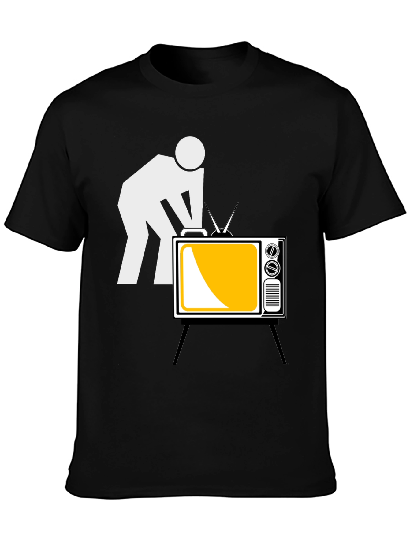 Funny TV Repairman Graphic Tee - Black