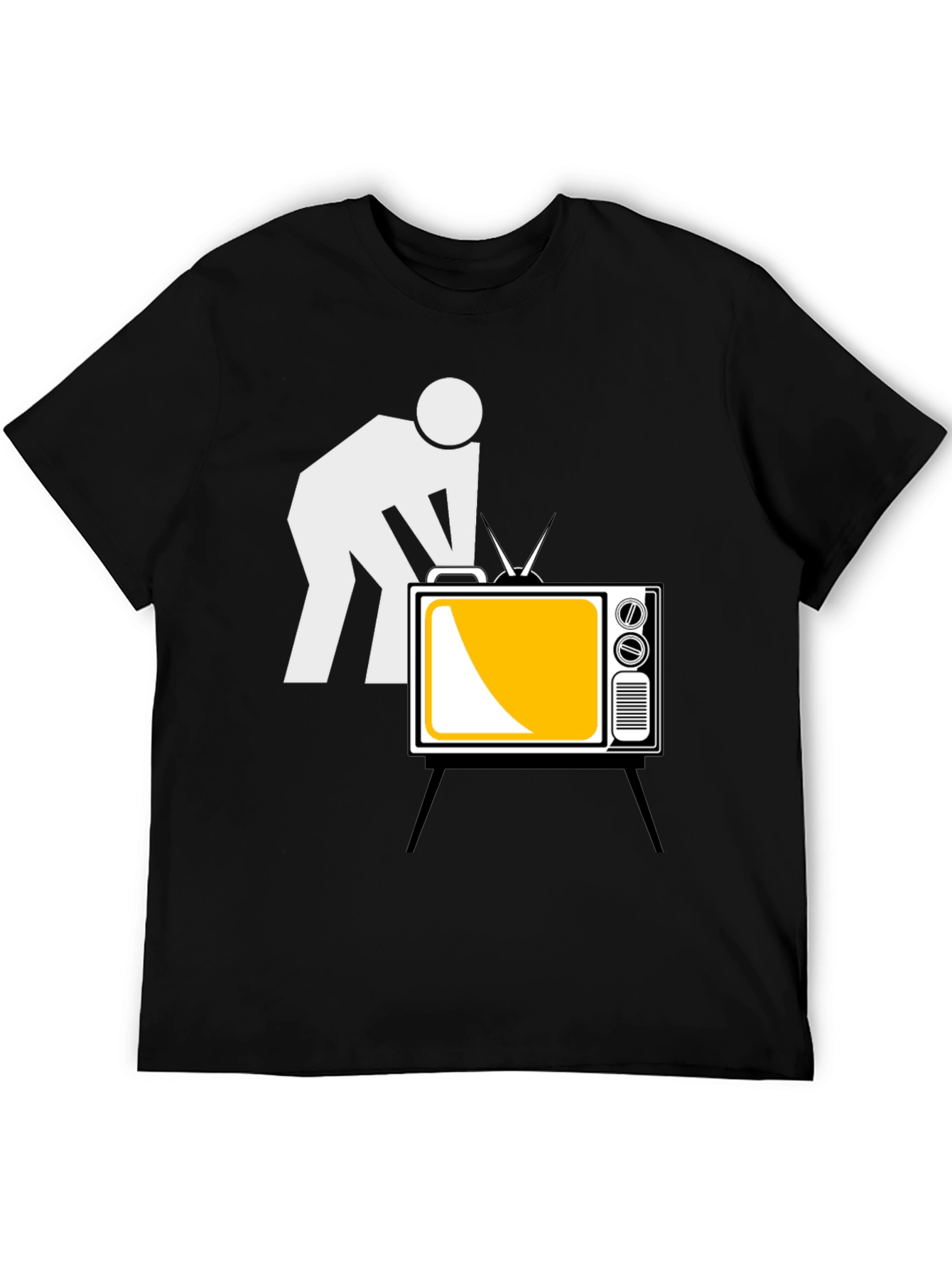Funny TV Repairman Graphic Tee - Black