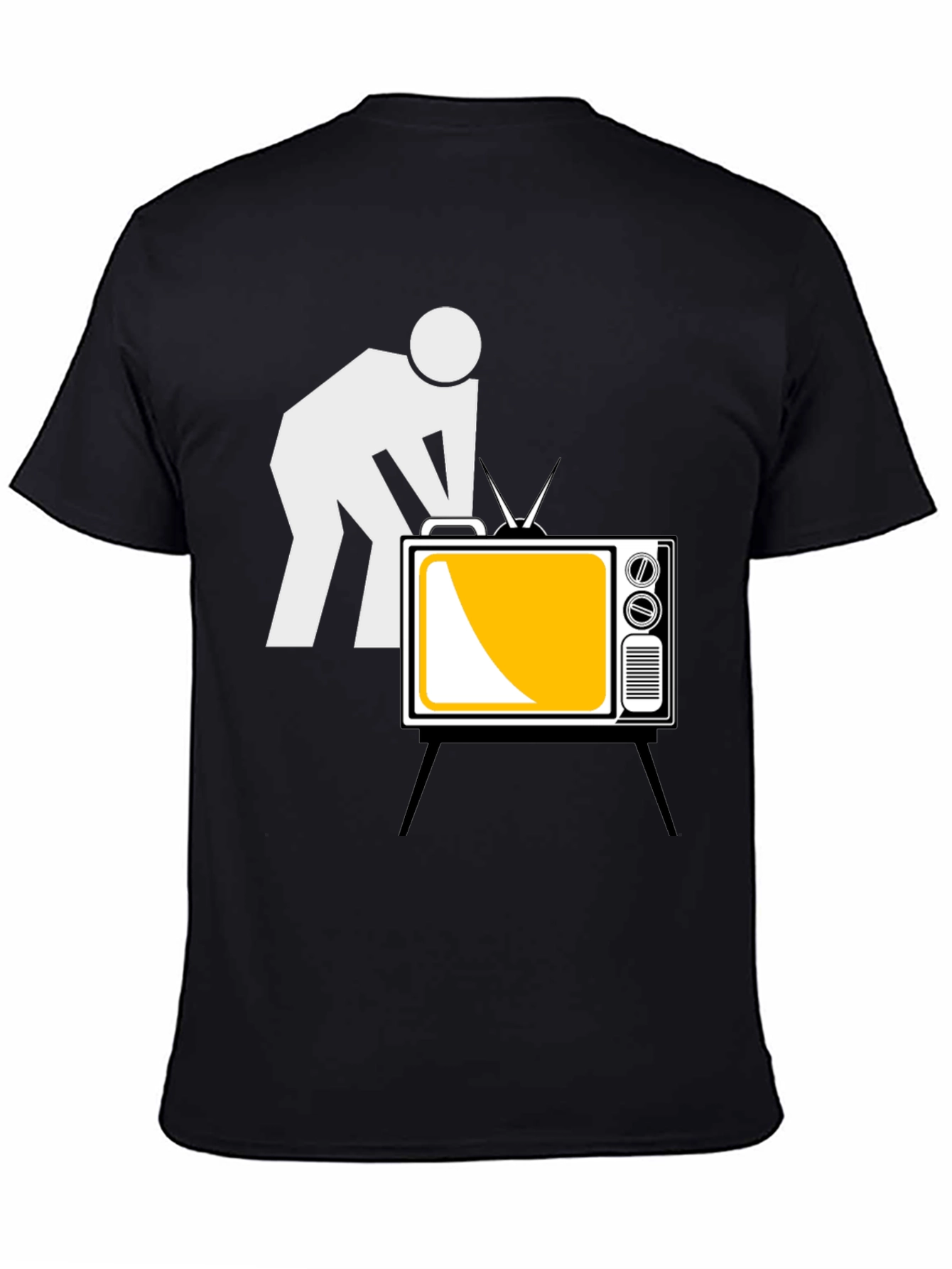 Funny TV Repairman Graphic Tee - Black