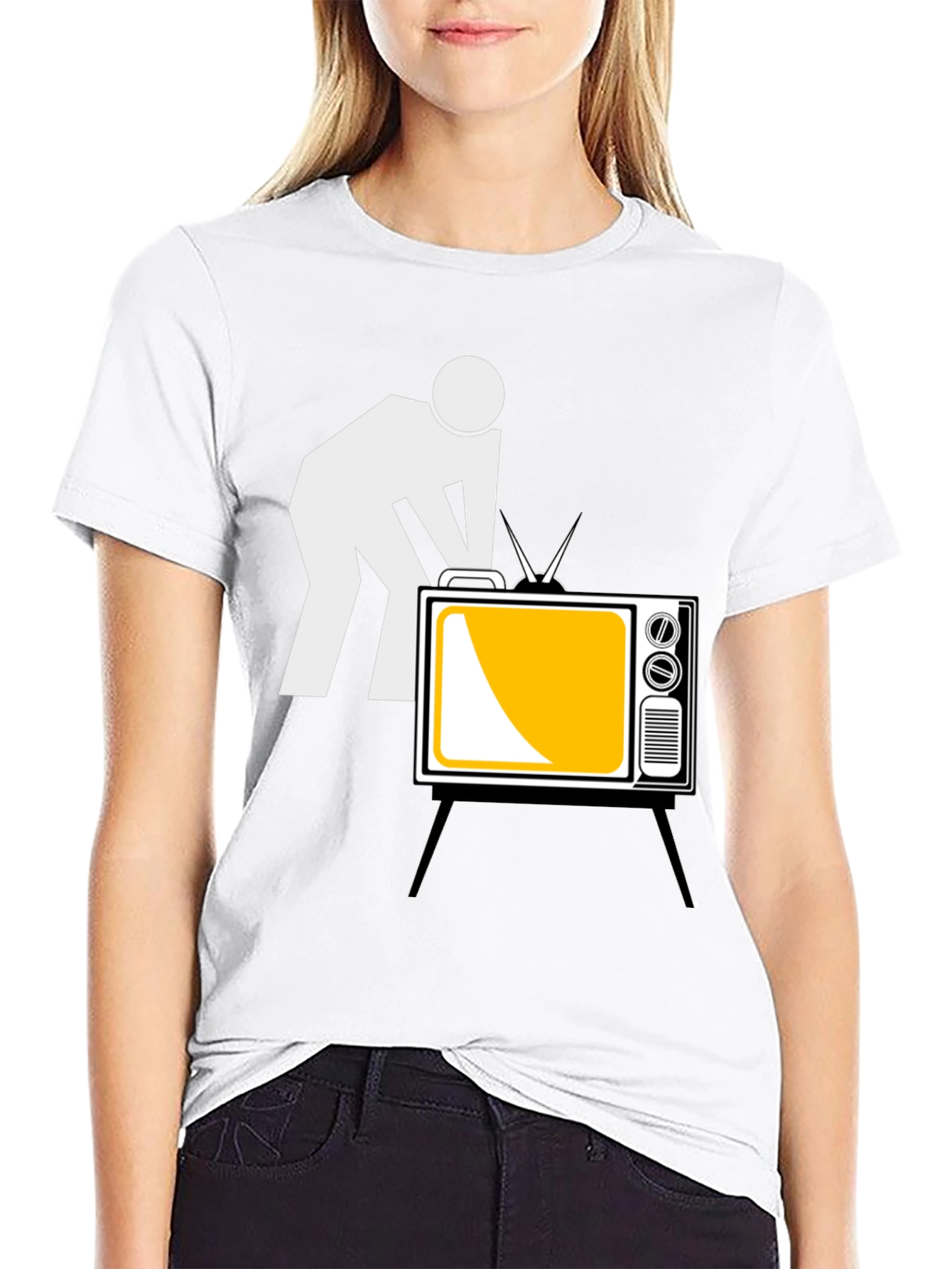 Funny TV Repairman Graphic Tee - Black