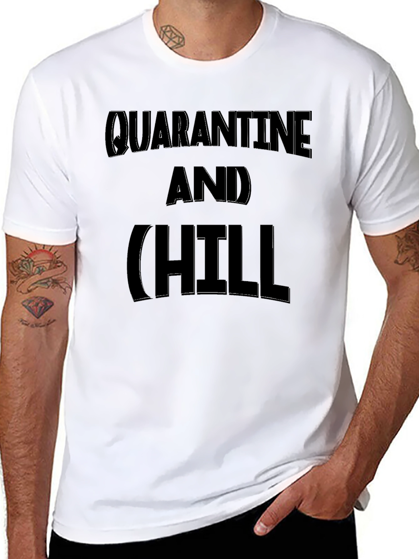 Quarantine and Chill Graphic Tee - Black Cotton Blend