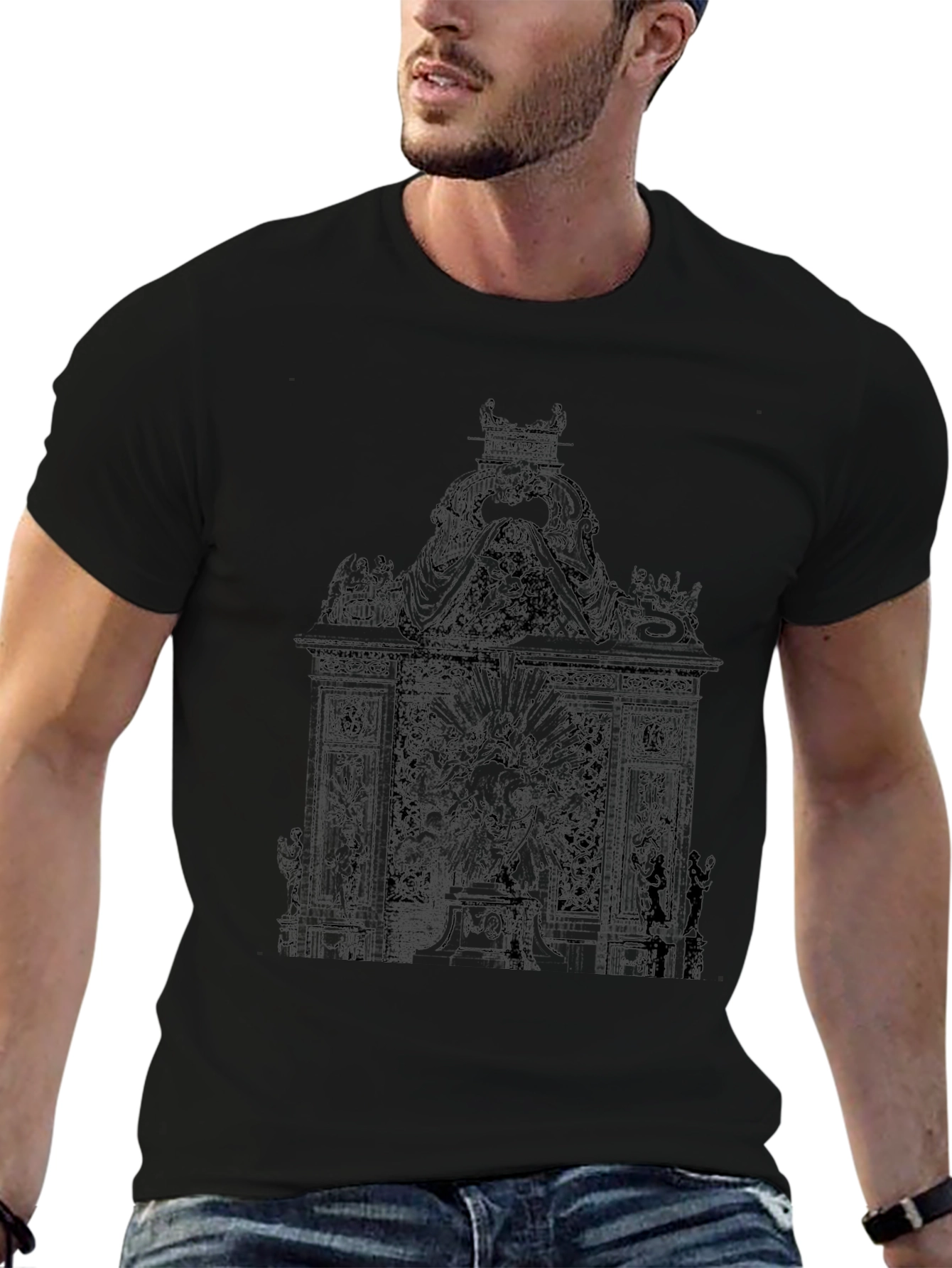 Graphic Print Black Tee