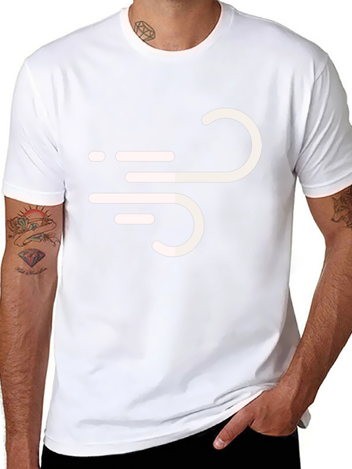 Stylish Black Tee with Wind Symbol