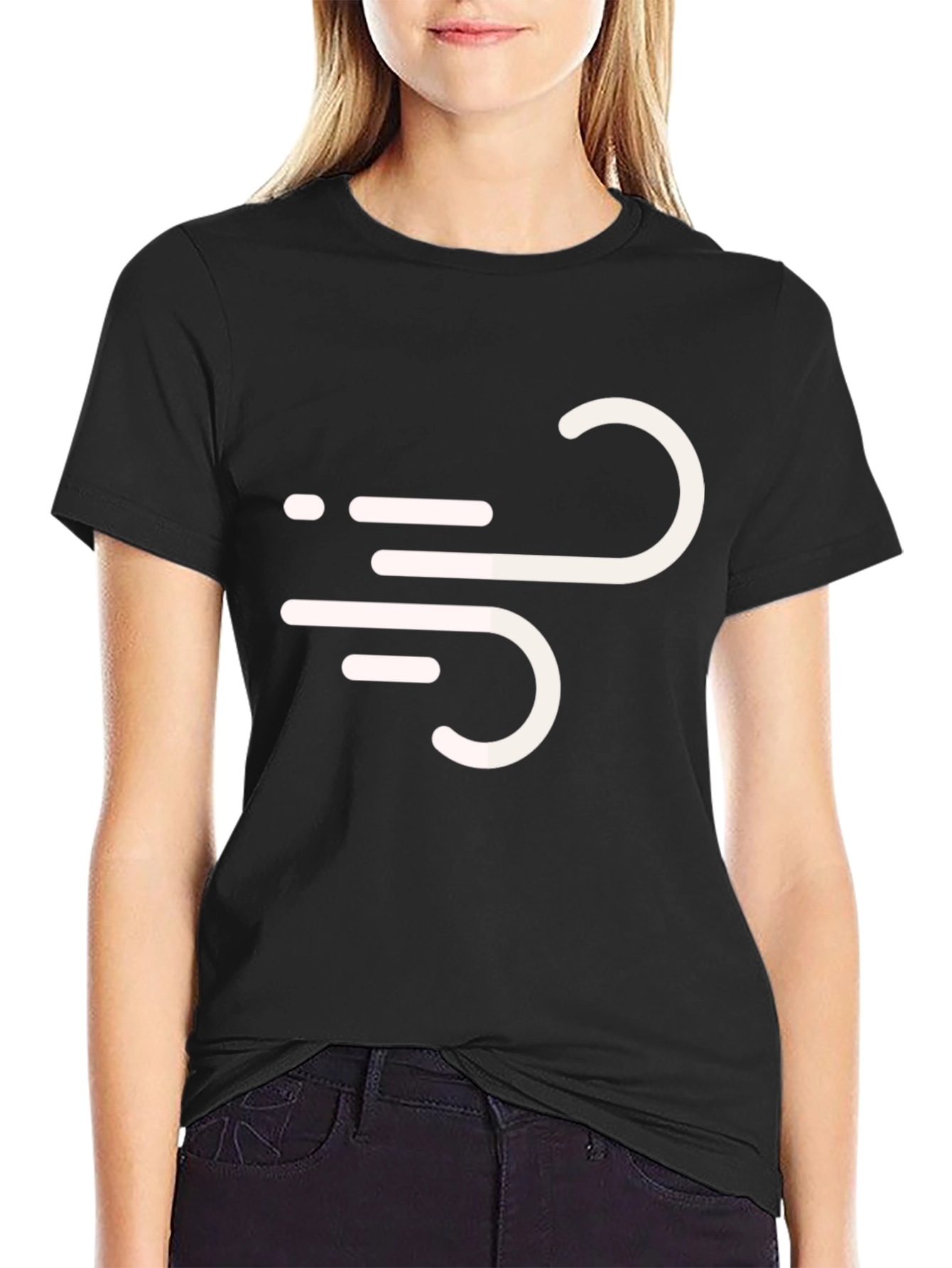 Stylish Black Tee with Wind Symbol