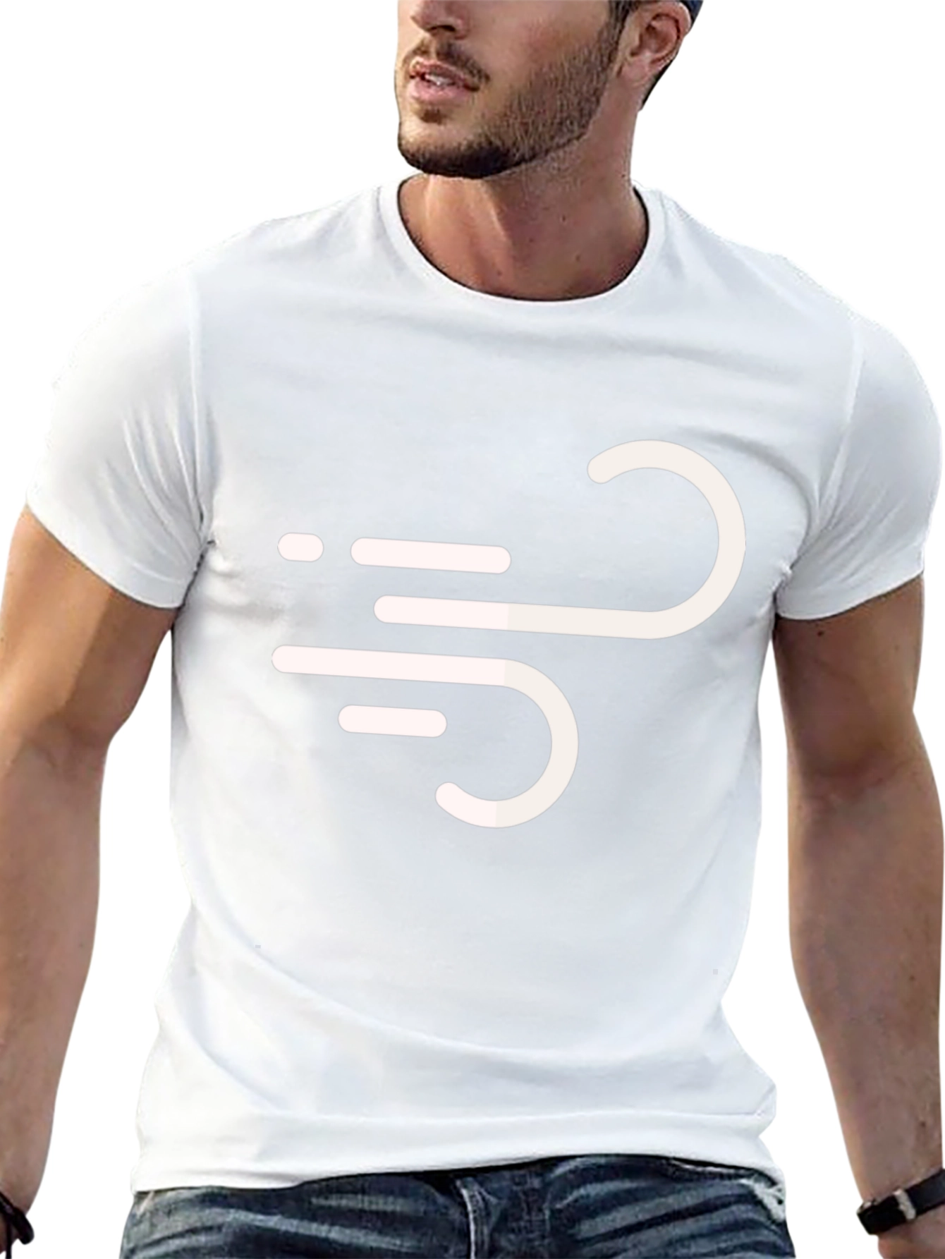Stylish Black Tee with Wind Symbol