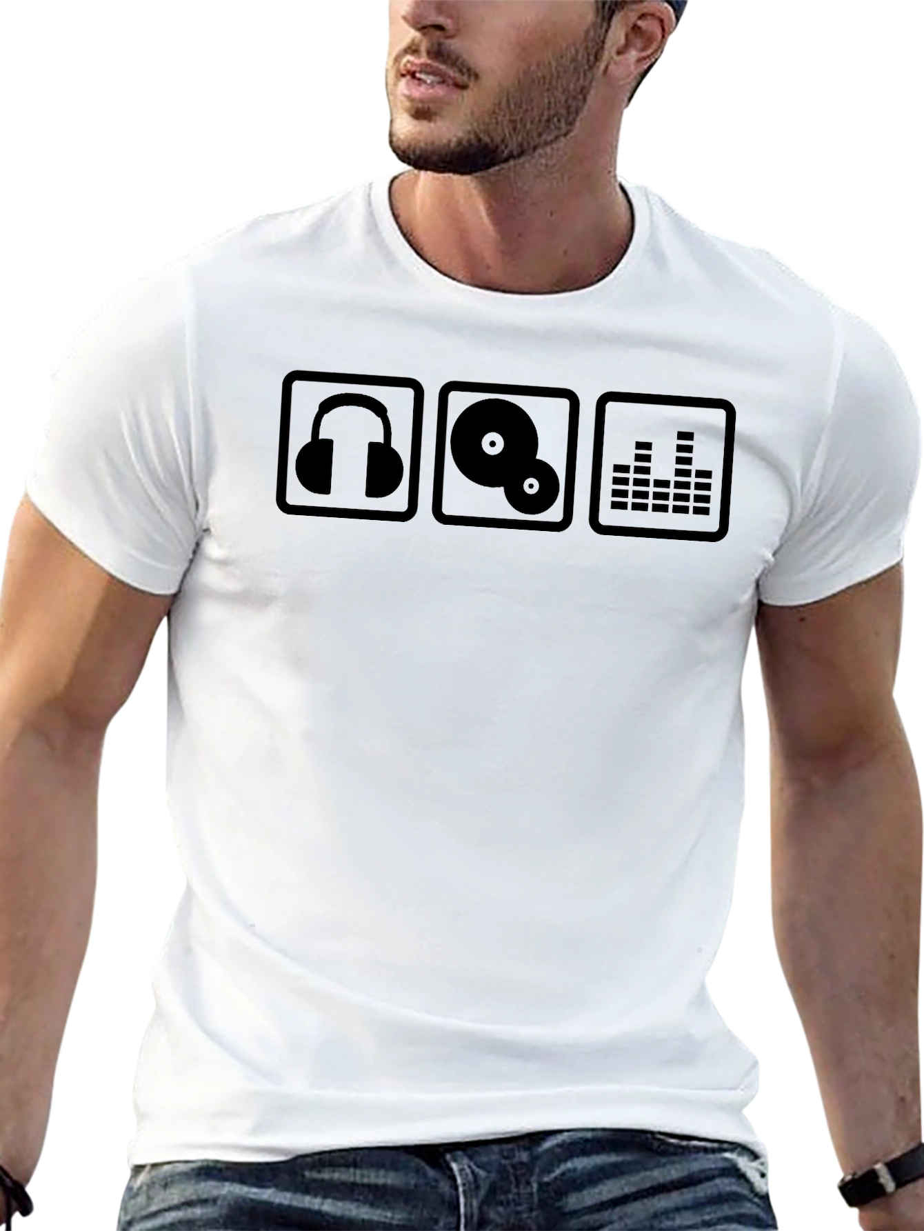 DJ Music Icons T-Shirt - Headphones Vinyl Equalizer