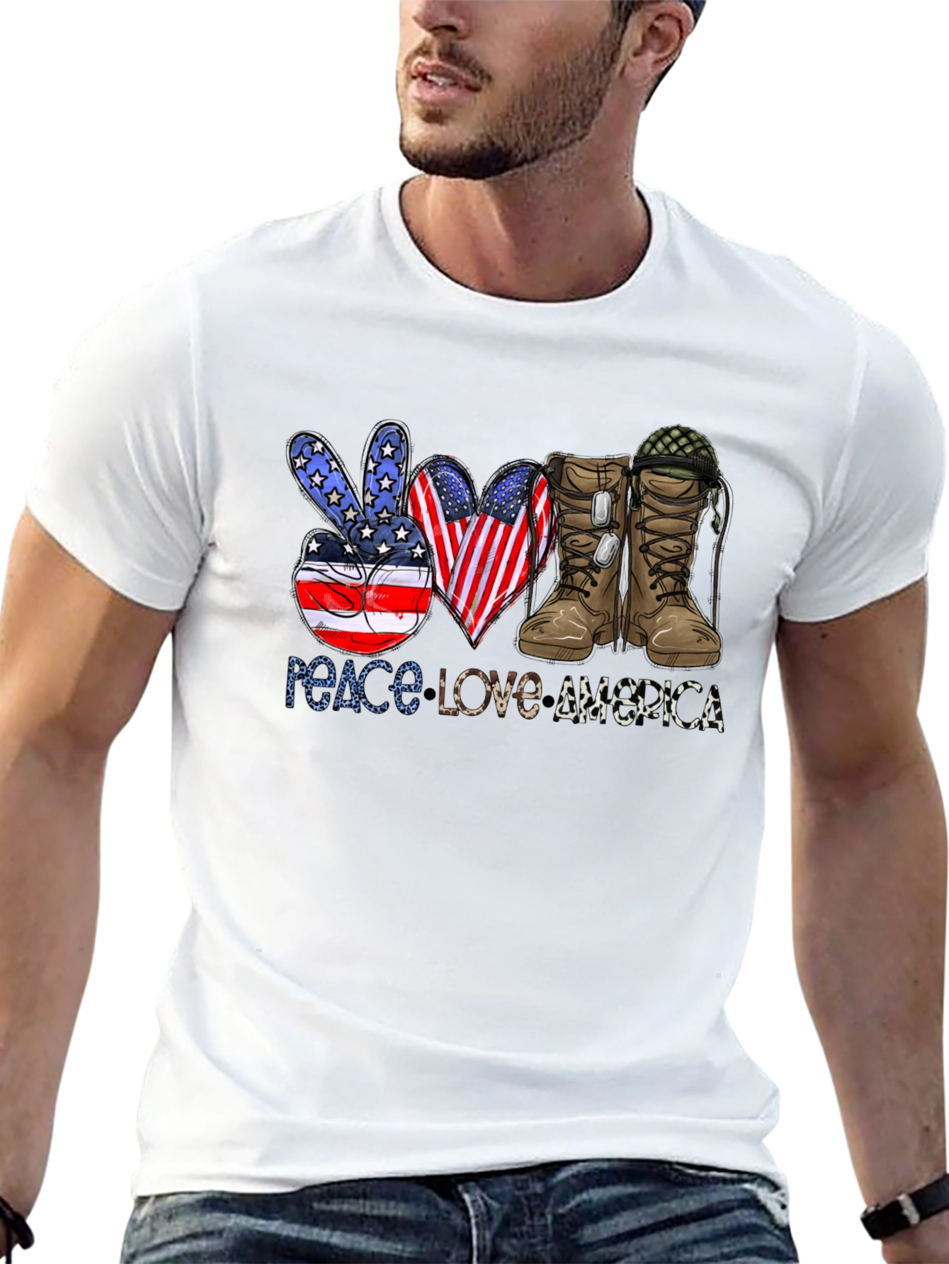 Peace Love America Patriotic T-Shirt
