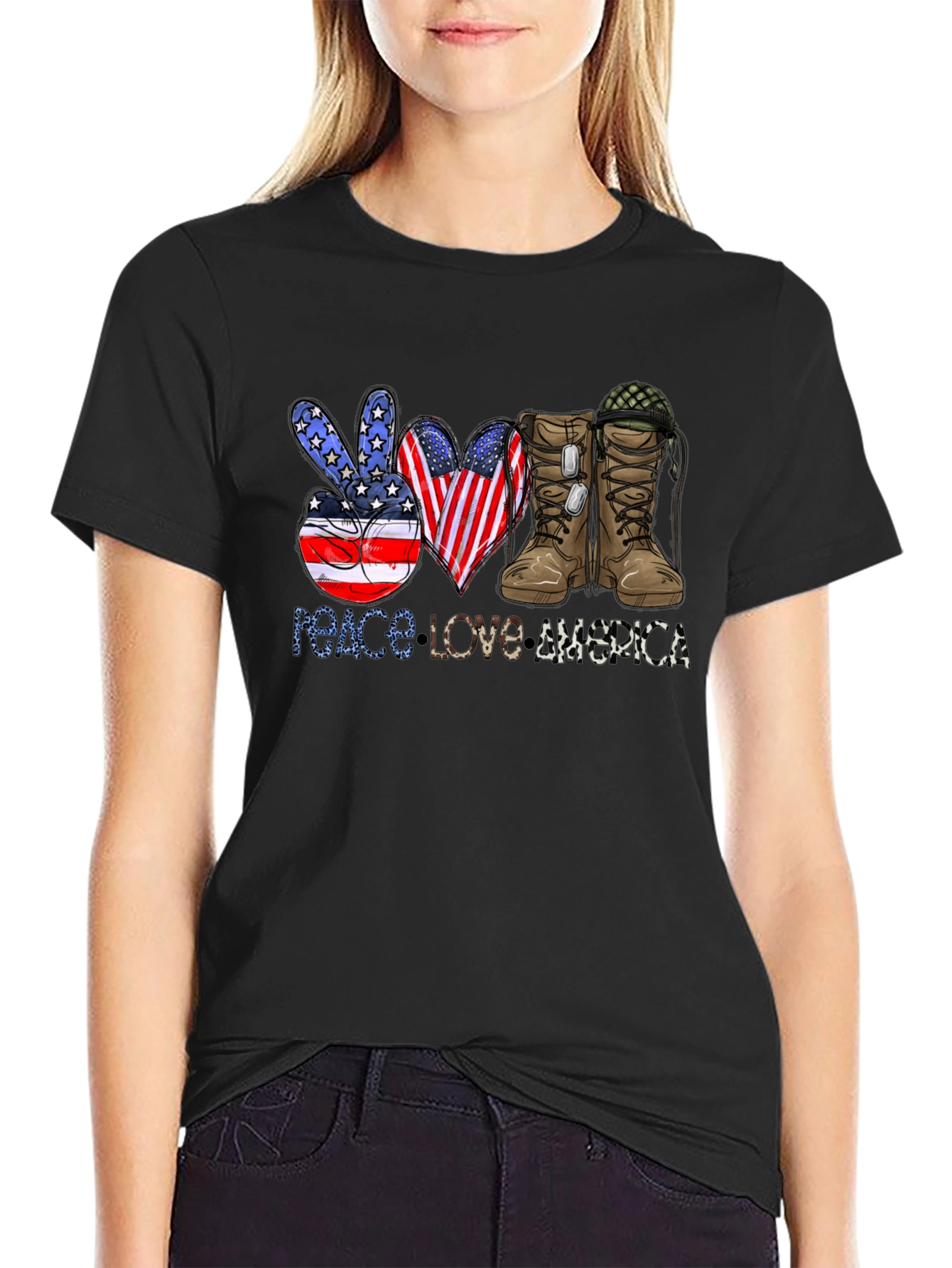 Peace Love America Patriotic T-Shirt