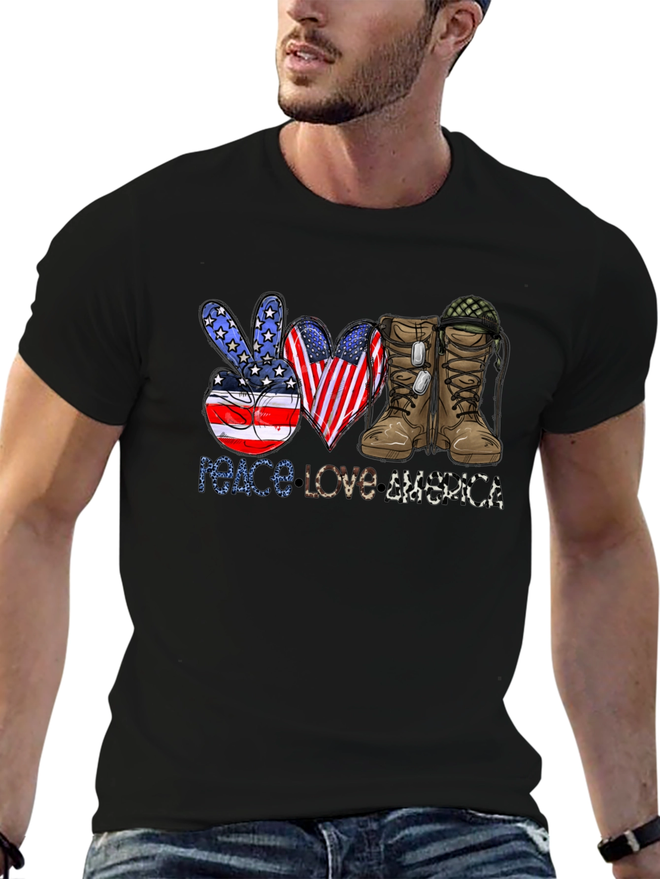 Peace Love America Patriotic T-Shirt