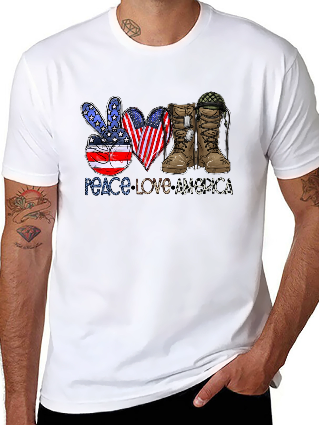 Peace Love America Patriotic T-Shirt