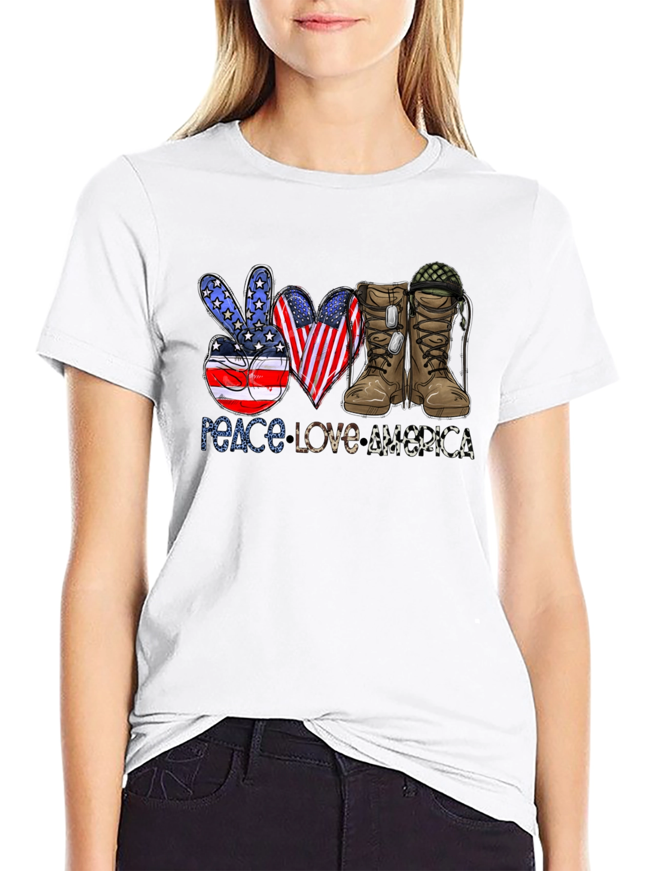 Peace Love America Patriotic T-Shirt