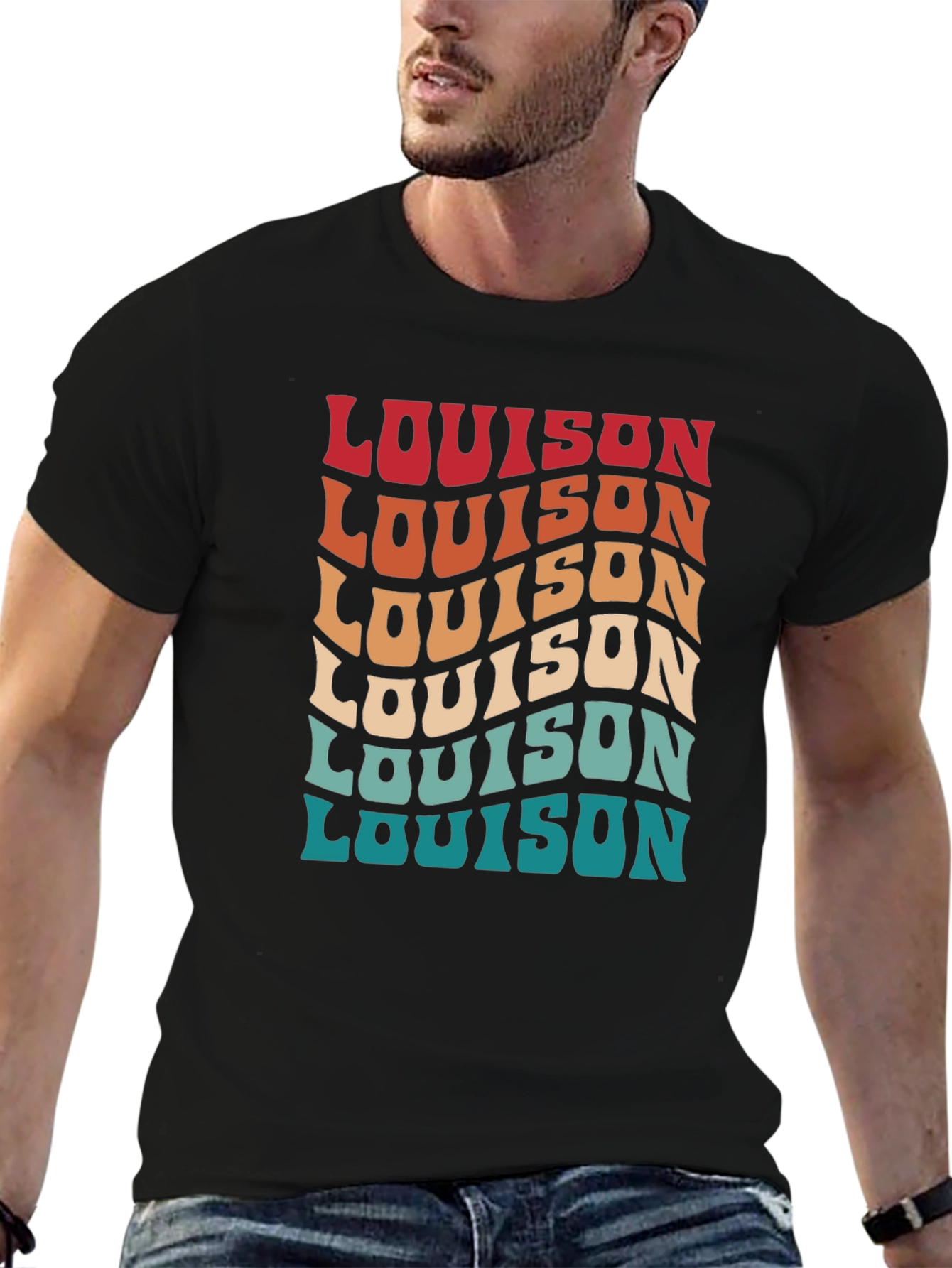Wavy Text Graphic Tee - Retro Style