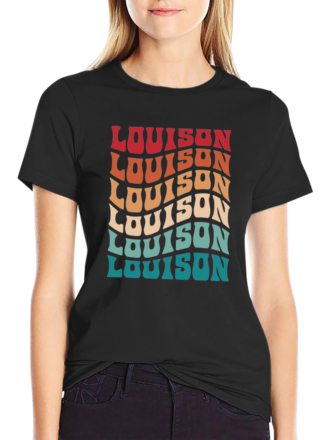 Wavy Text Graphic Tee - Retro Style
