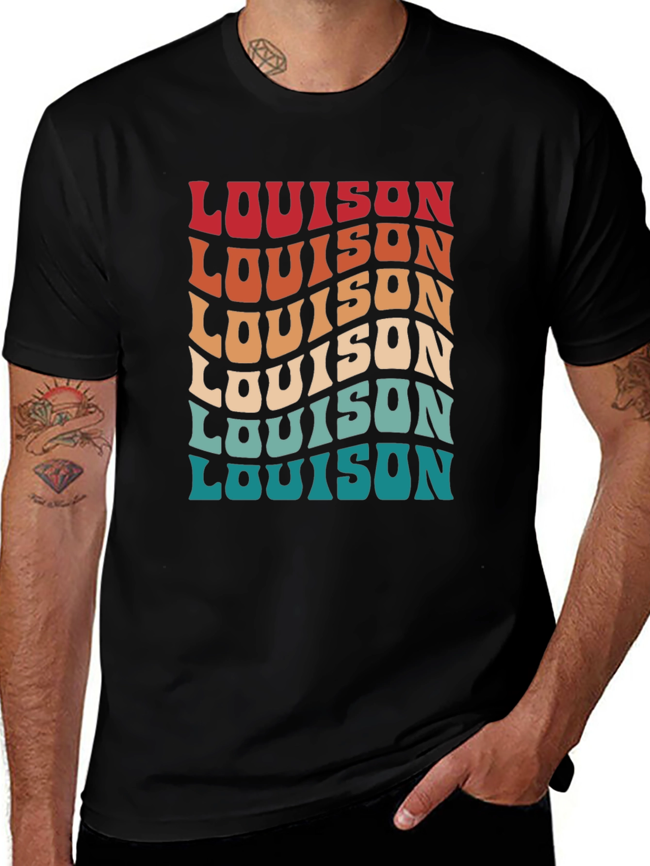 Wavy Text Graphic Tee - Retro Style