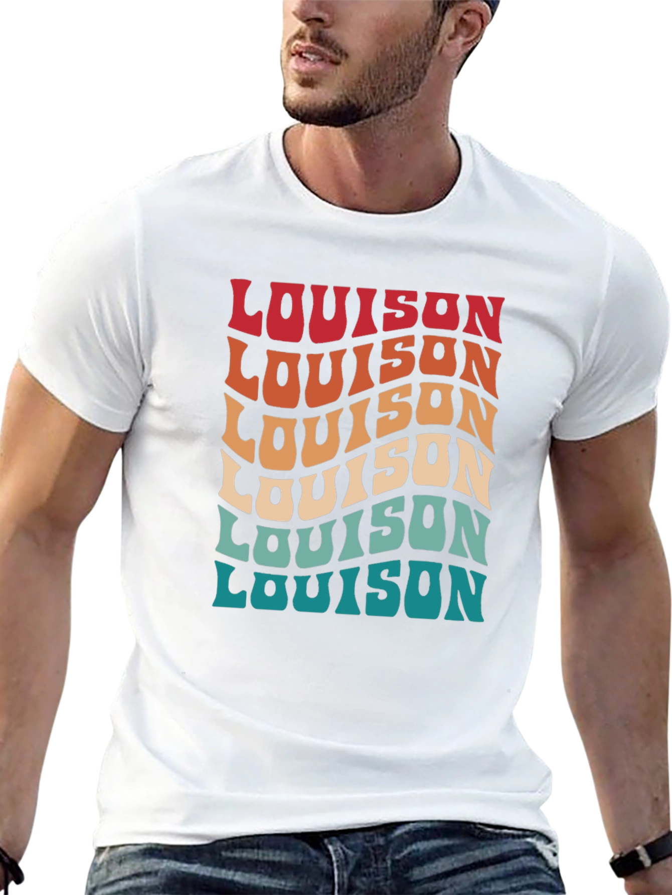 Wavy Text Graphic Tee - Retro Style