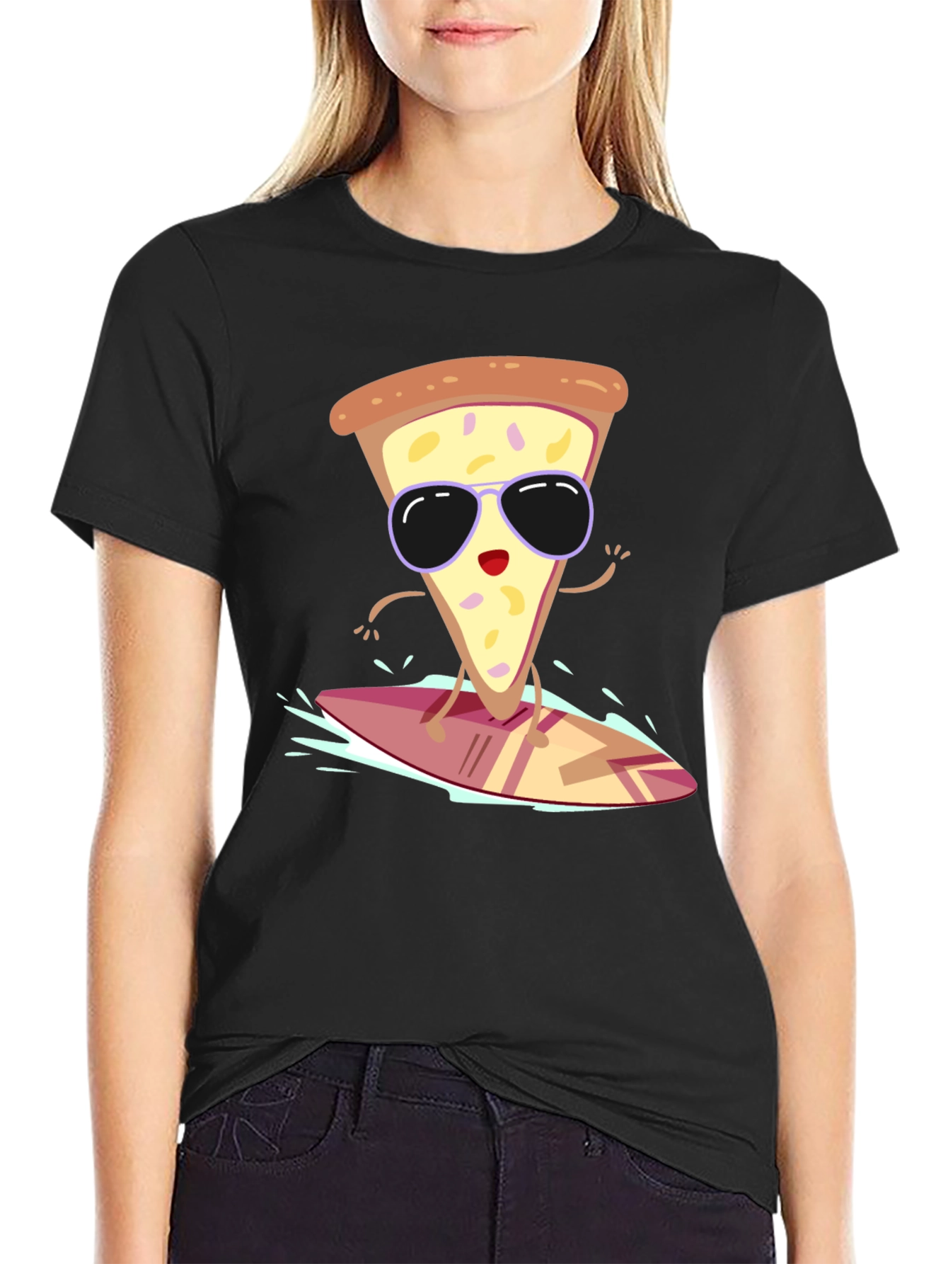 Cool Pizza Slice Surfing T-Shirt