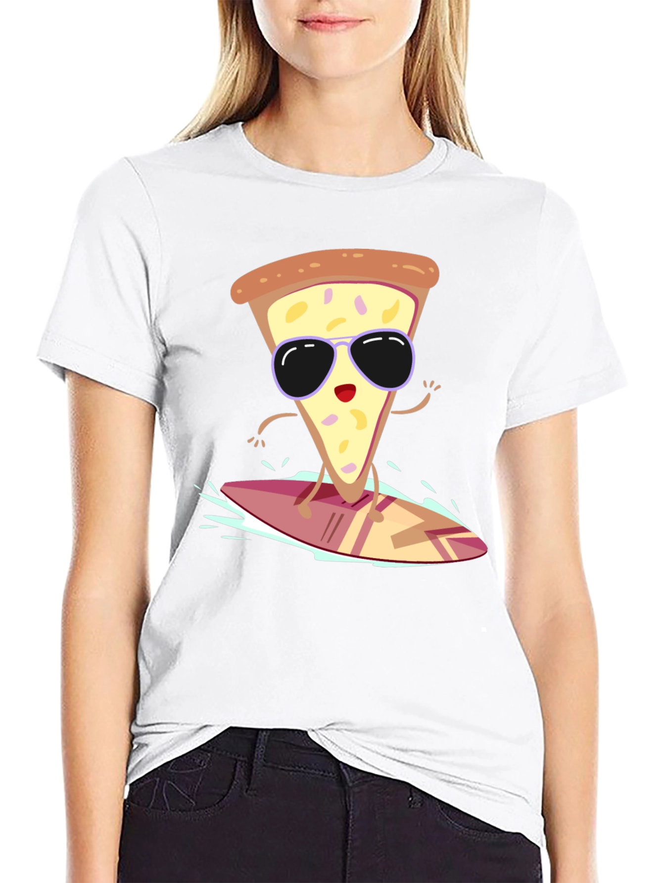 Cool Pizza Slice Surfing T-Shirt