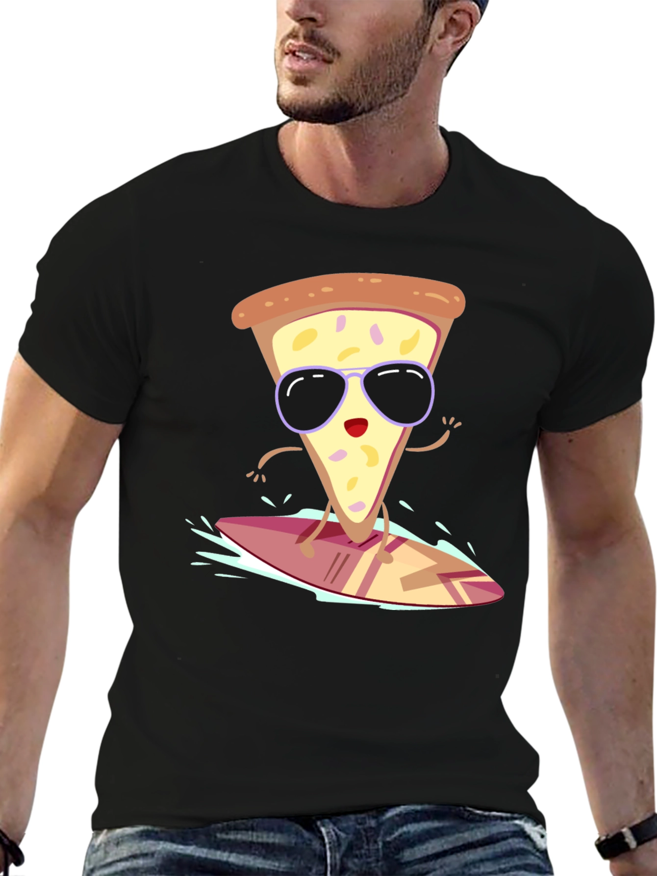 Cool Pizza Slice Surfing T-Shirt