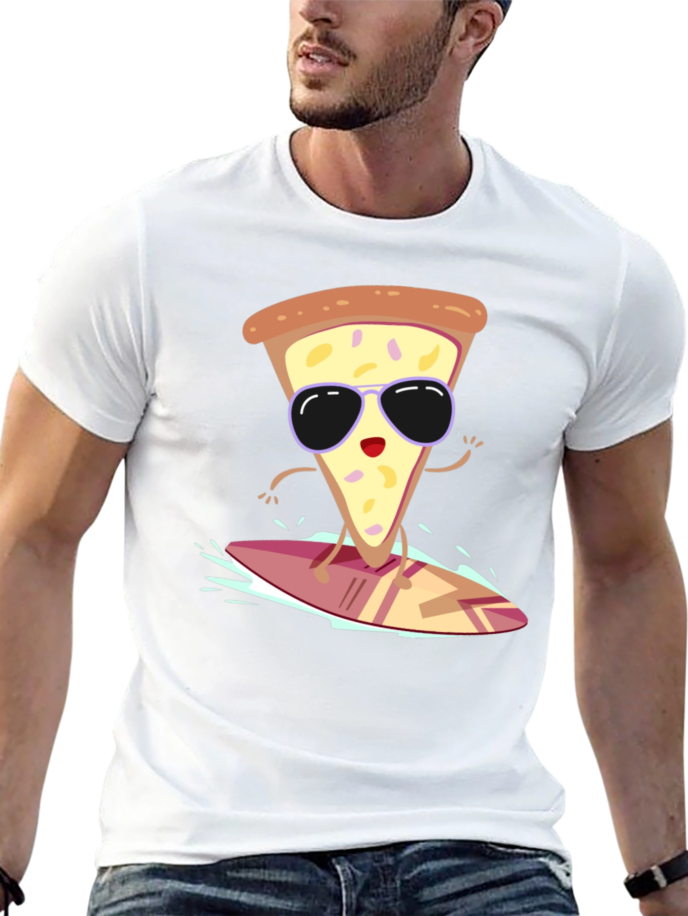 Cool Pizza Slice Surfing T-Shirt