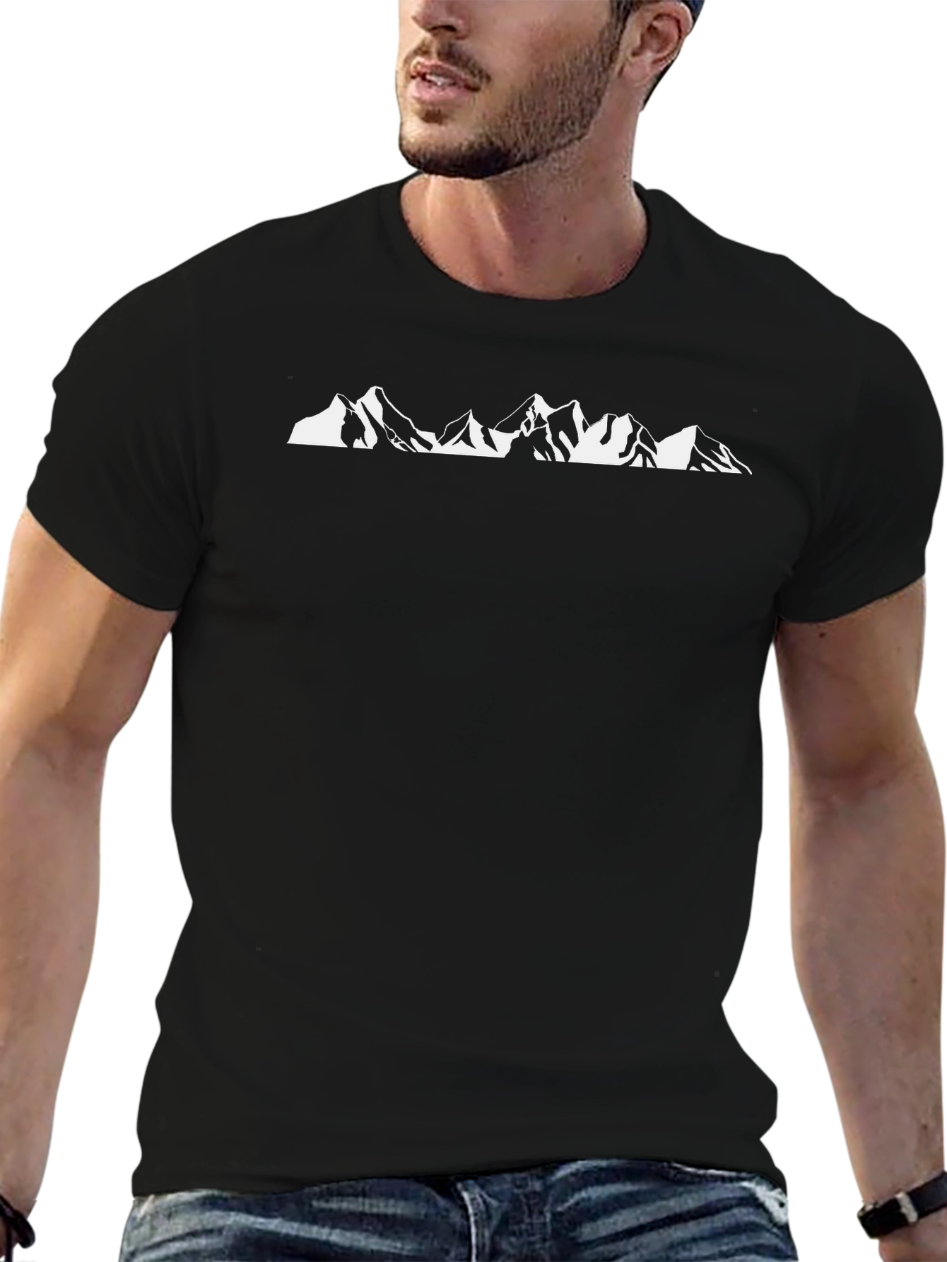 Mountain Graphic Black Crew Neck T-Shirt