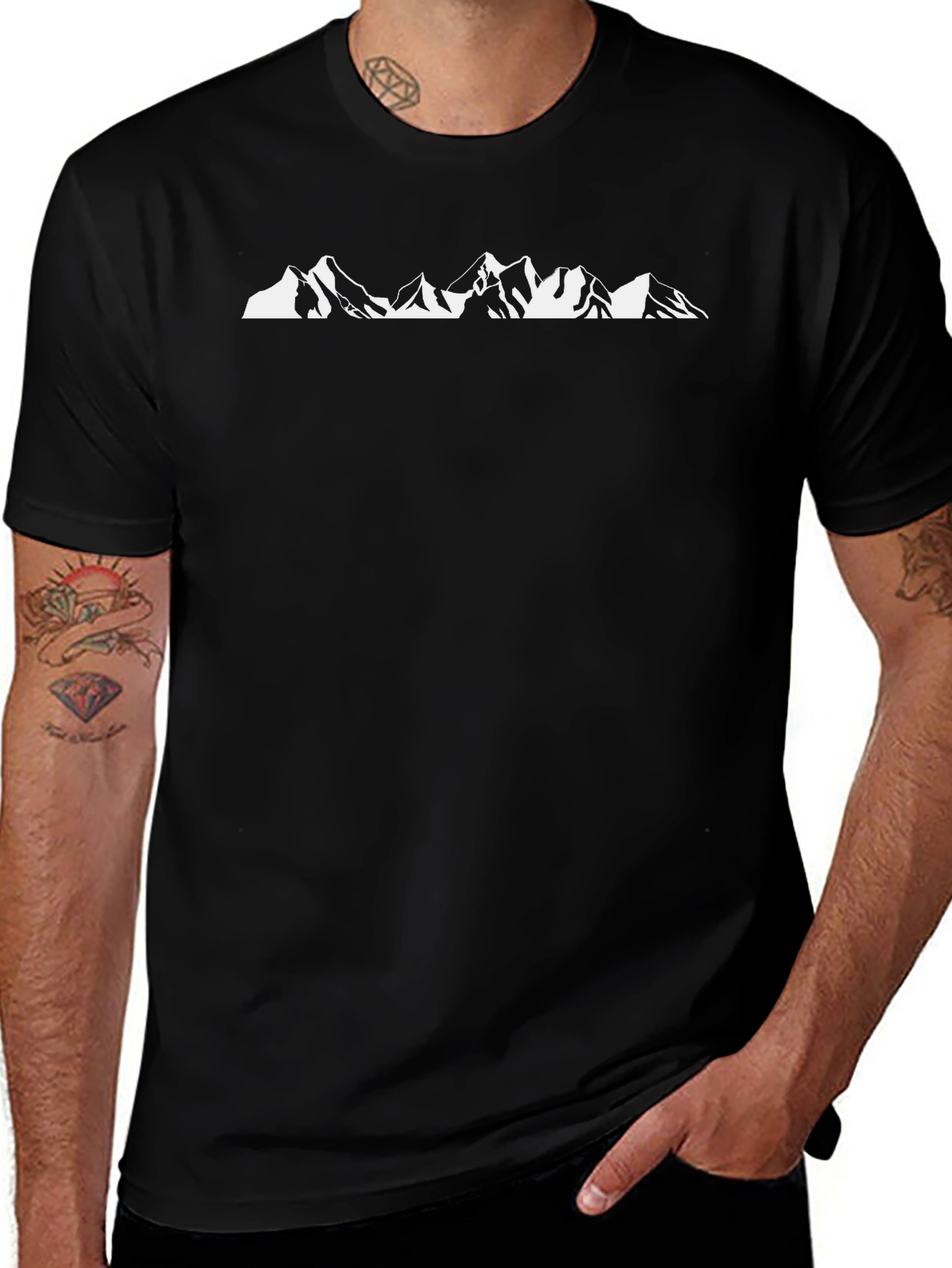 Mountain Graphic Black Crew Neck T-Shirt