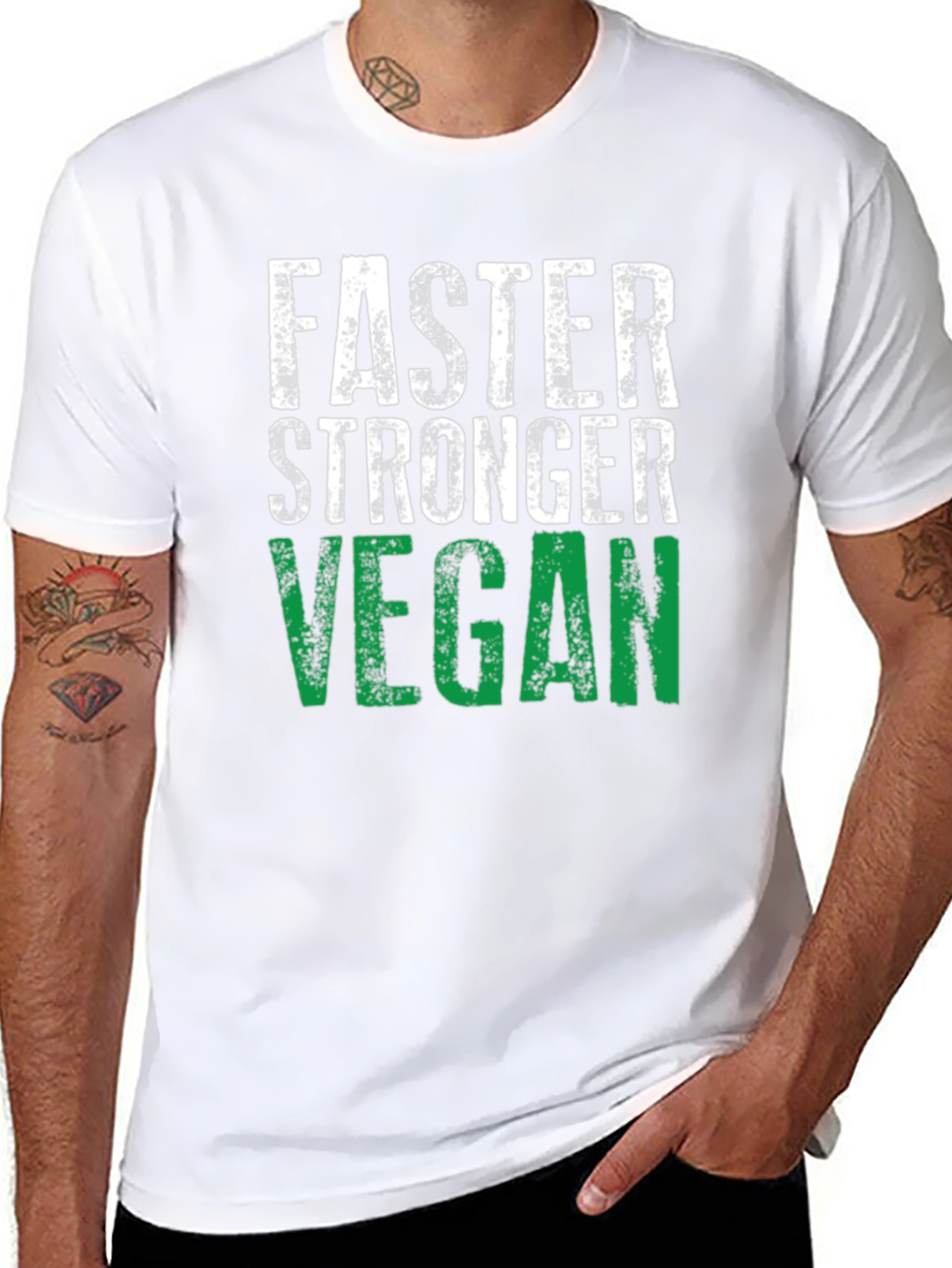 Faster Stronger Vegan T-Shirt - Athletic Fit