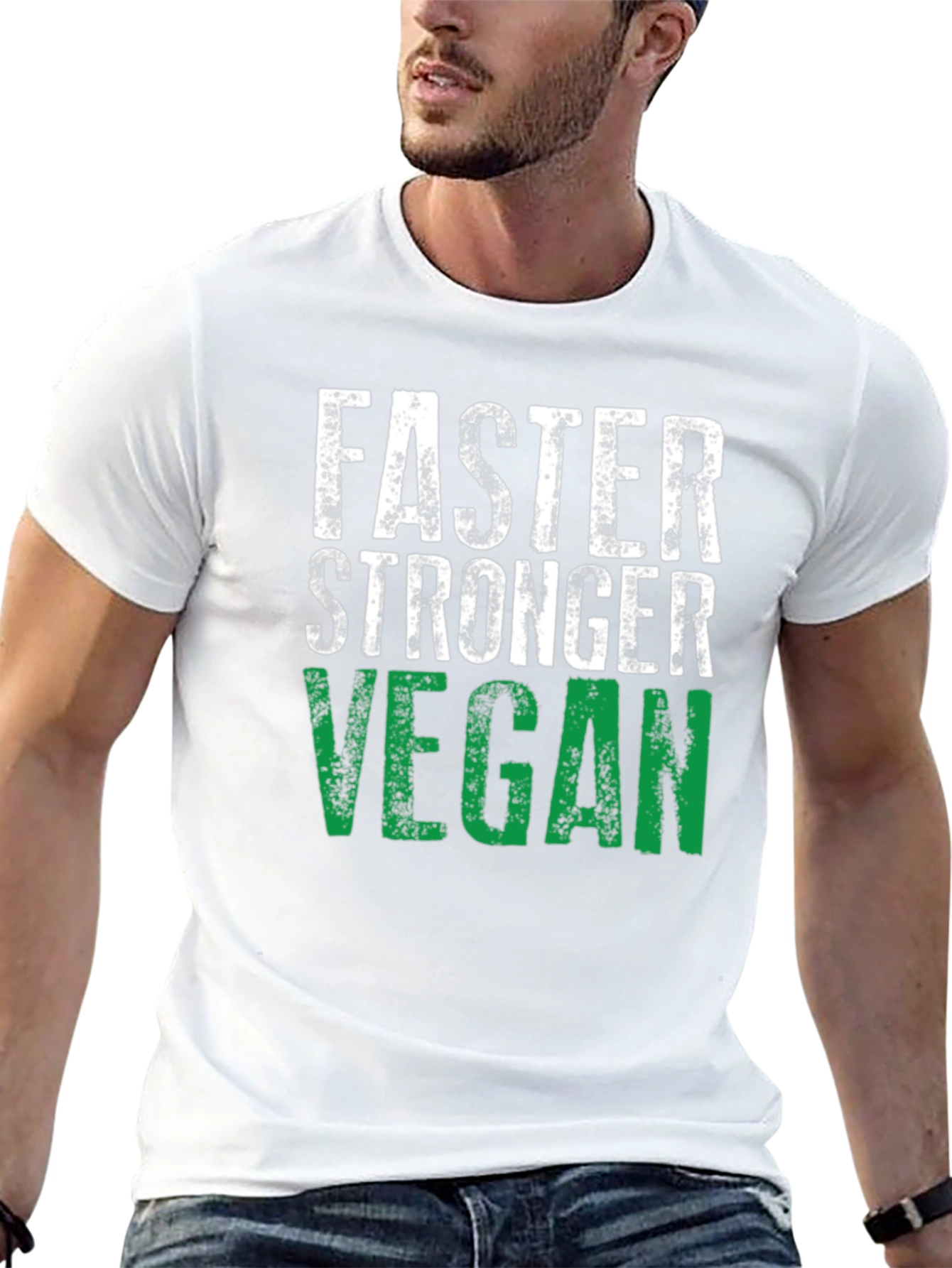 Faster Stronger Vegan T-Shirt - Athletic Fit