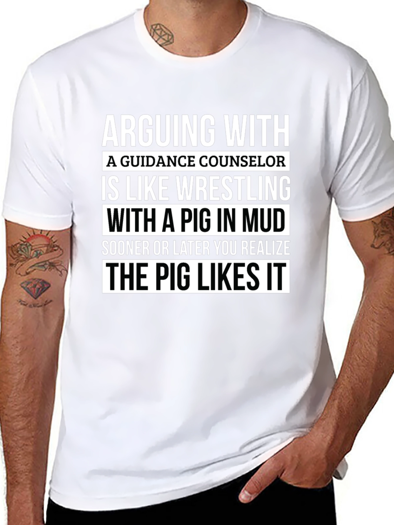 Guidance Counselor Pig Wrestling Graphic Tee