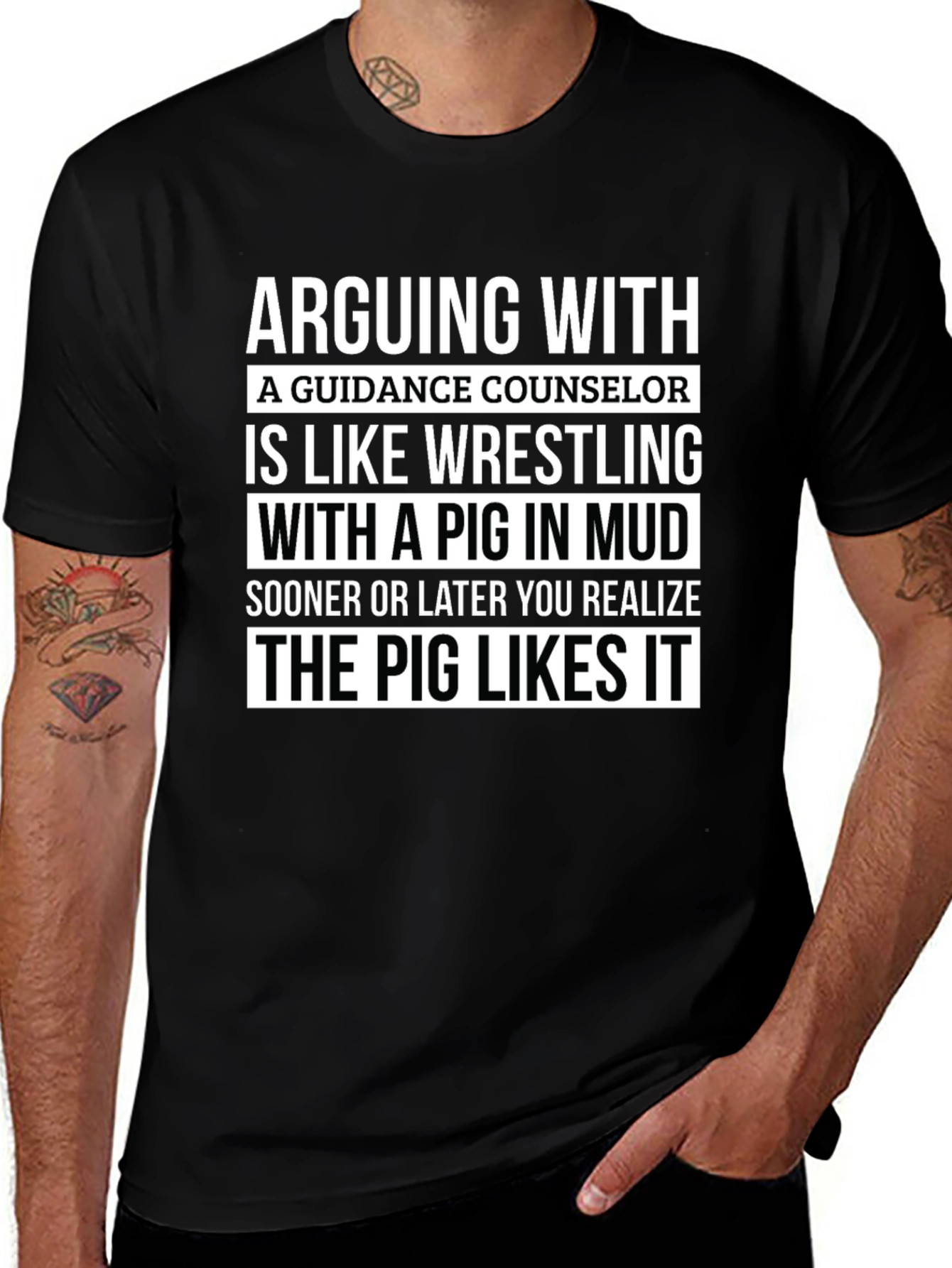 Guidance Counselor Pig Wrestling Graphic Tee