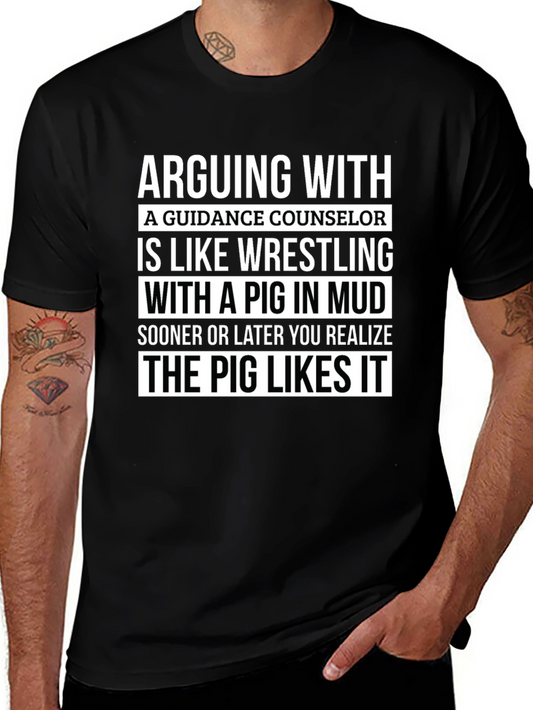 Guidance Counselor Pig Wrestling Graphic Tee