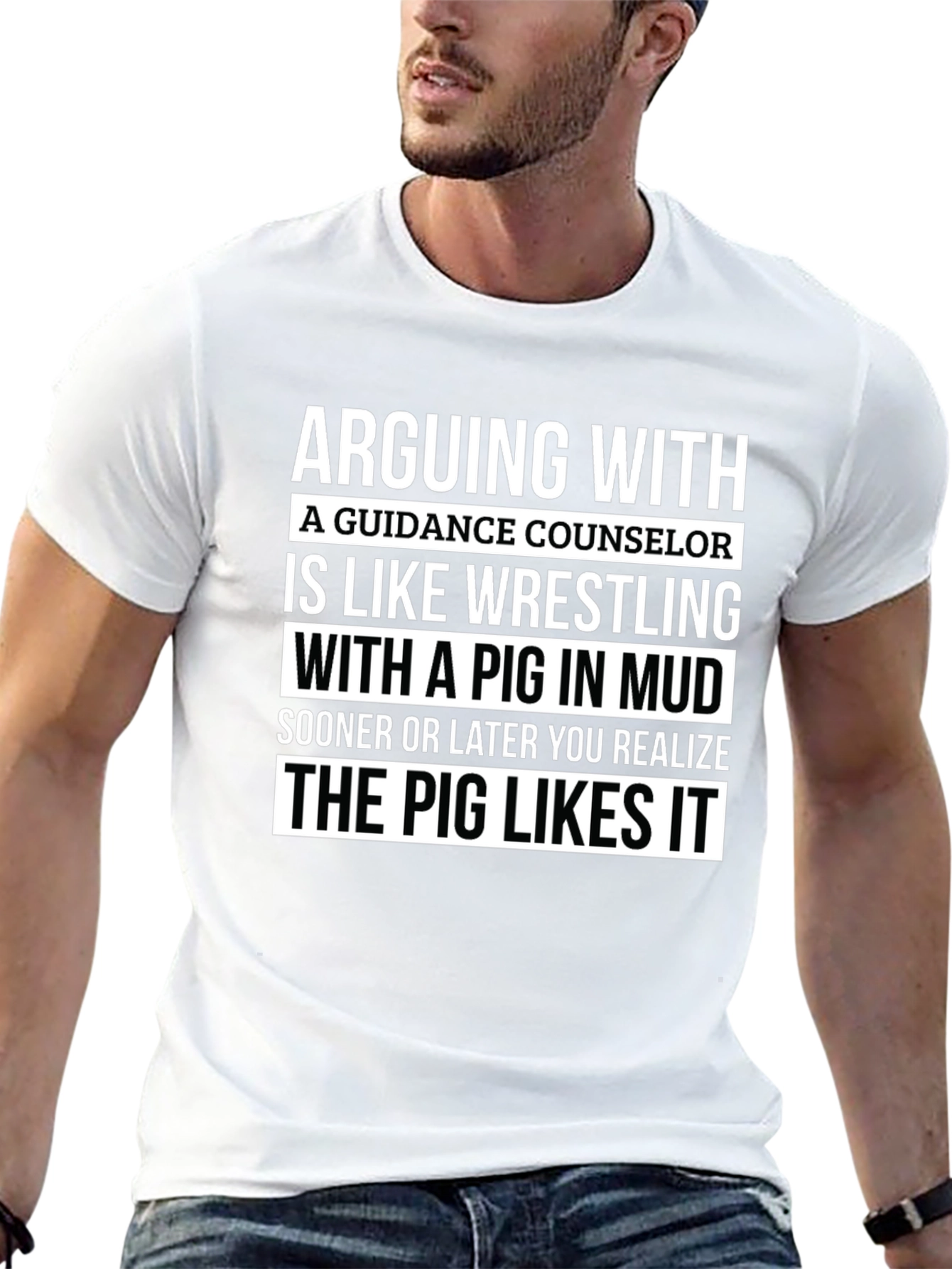 Guidance Counselor Pig Wrestling Graphic Tee